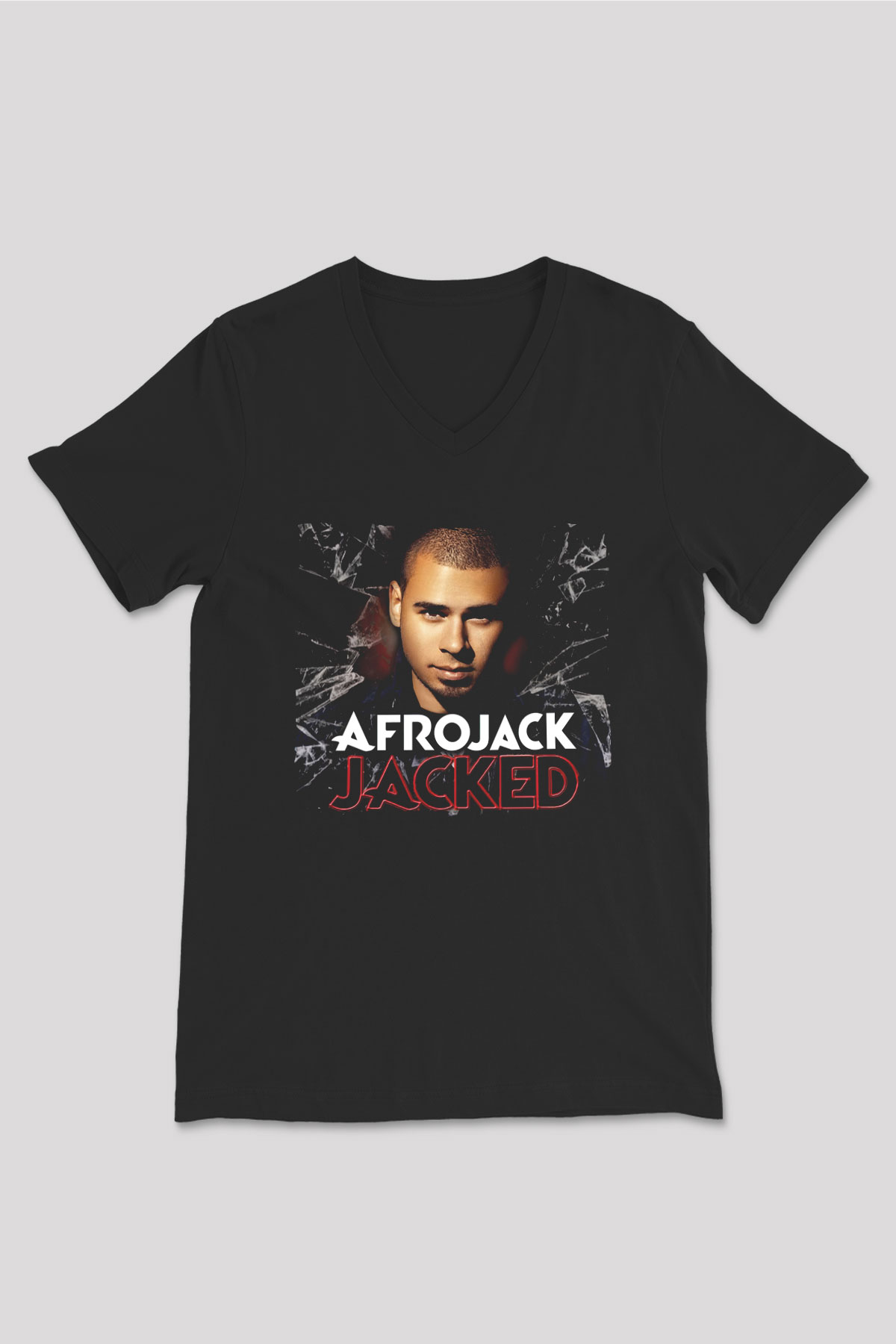 Afrojack Siyah Unisex V Yaka Tişört