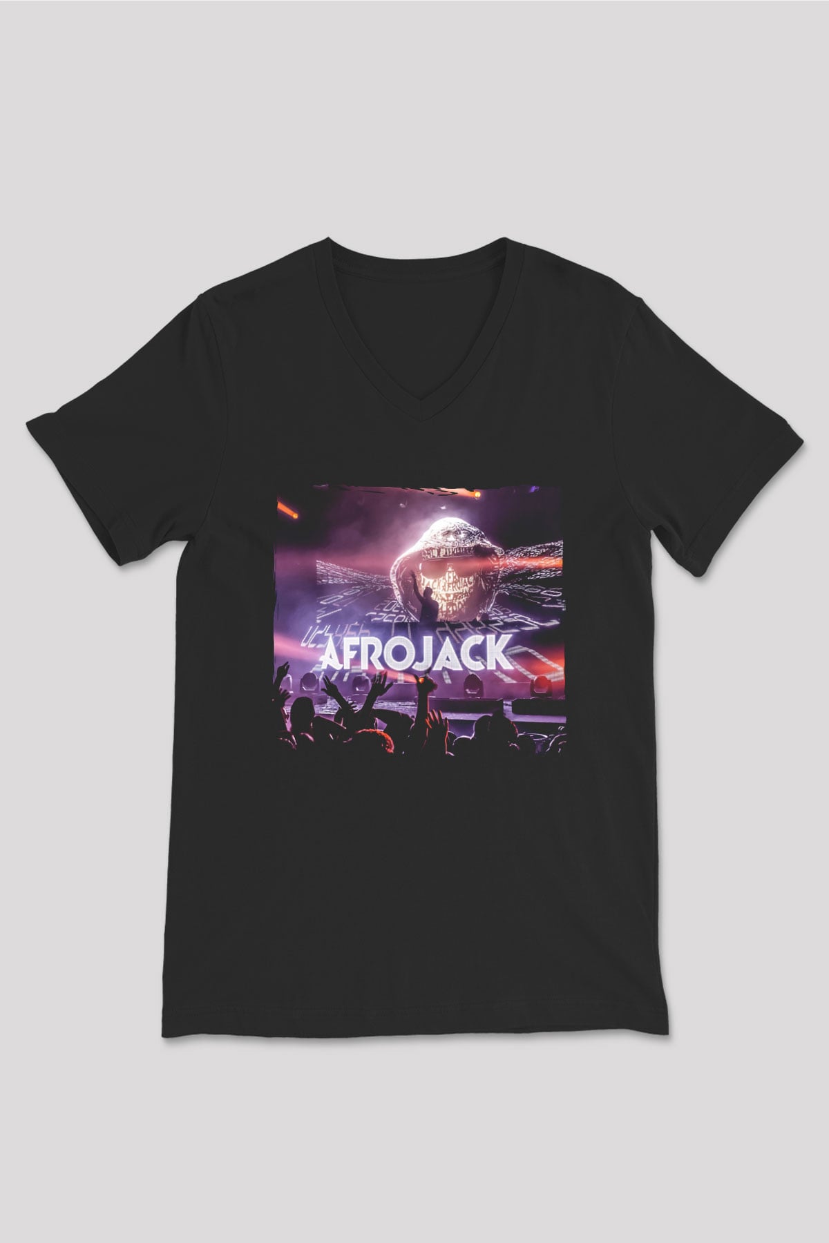 Afrojack Siyah Unisex V Yaka Tişört