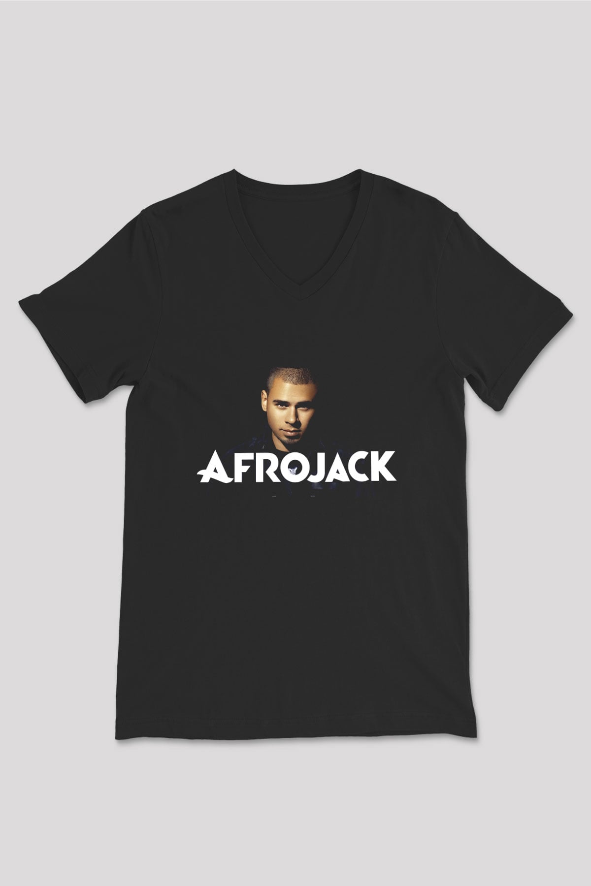Afrojack Siyah Unisex V Yaka Tişört