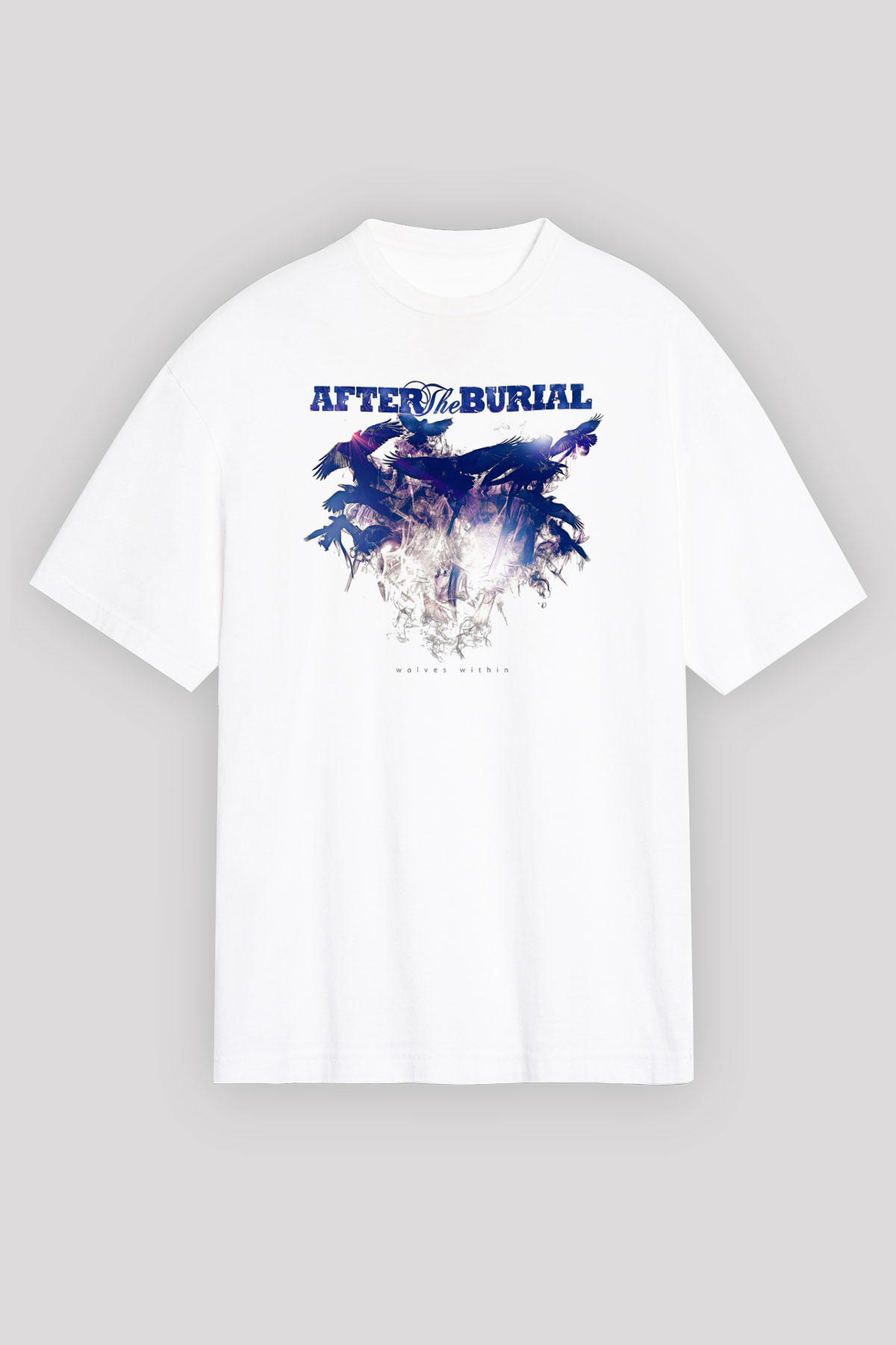 After The Burial Baskılı Beyaz Unisex Oversize Tişört - Tshirt
