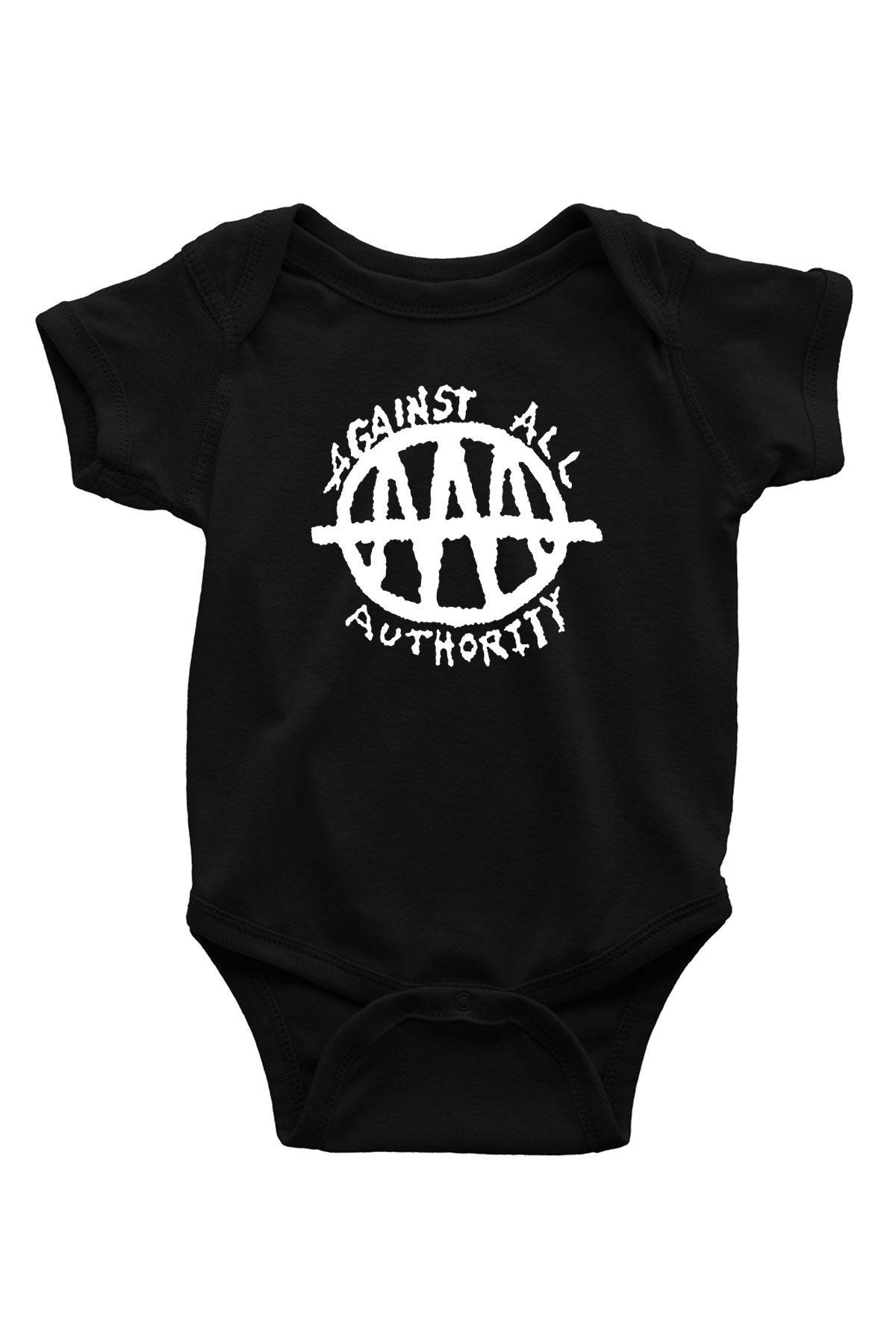 Against All Authority Baskılı Siyah Bebek Body - Zıbın