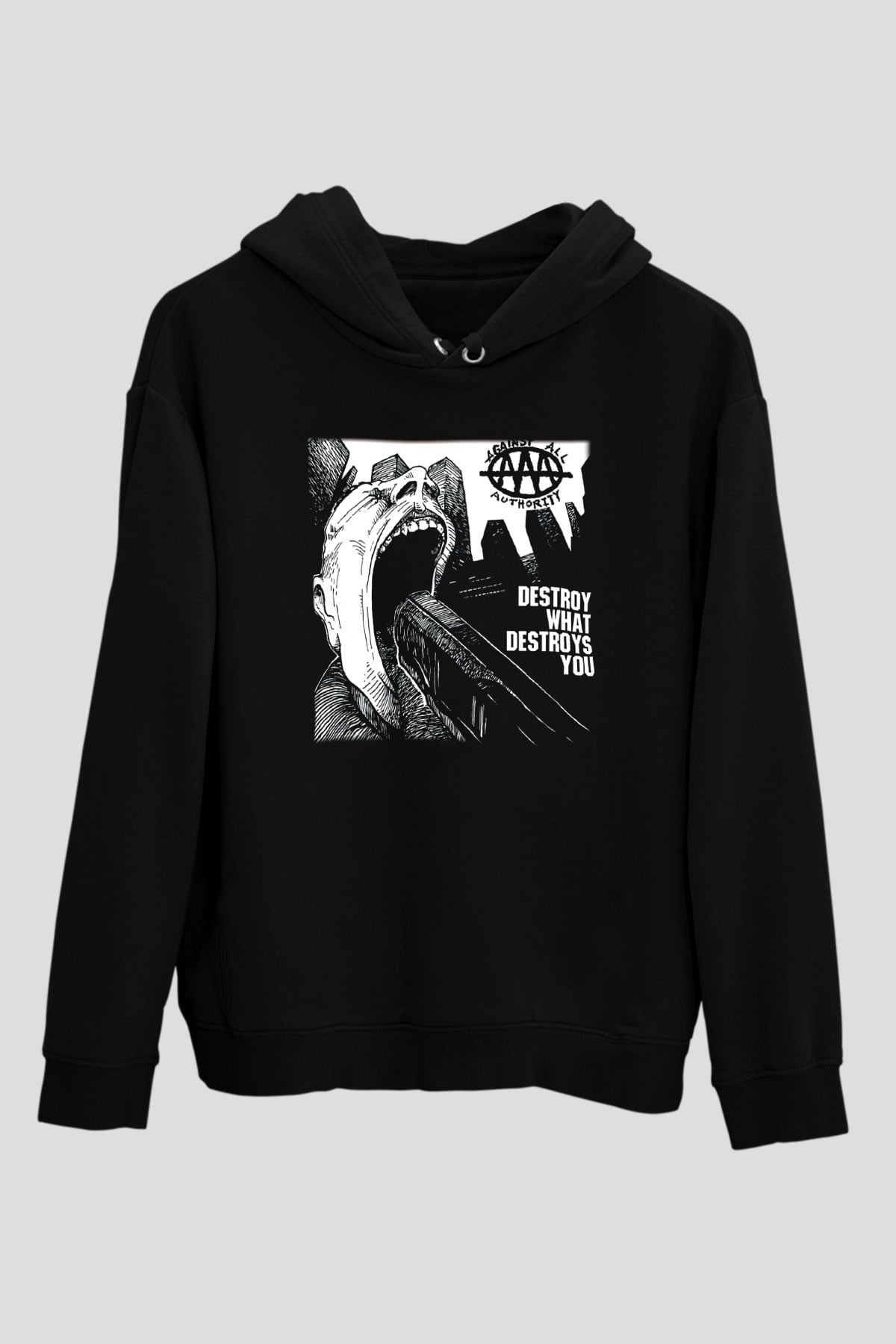 Against All Authority Siyah Unisex Hoodie
