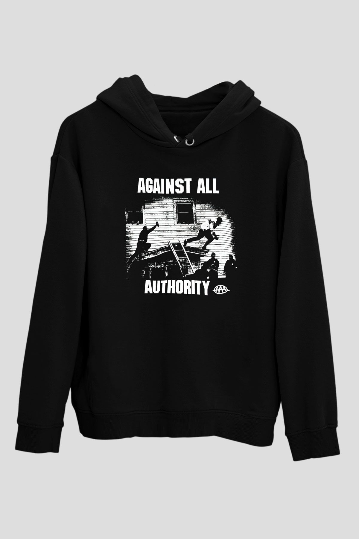 Against All Authority Siyah Unisex Hoodie