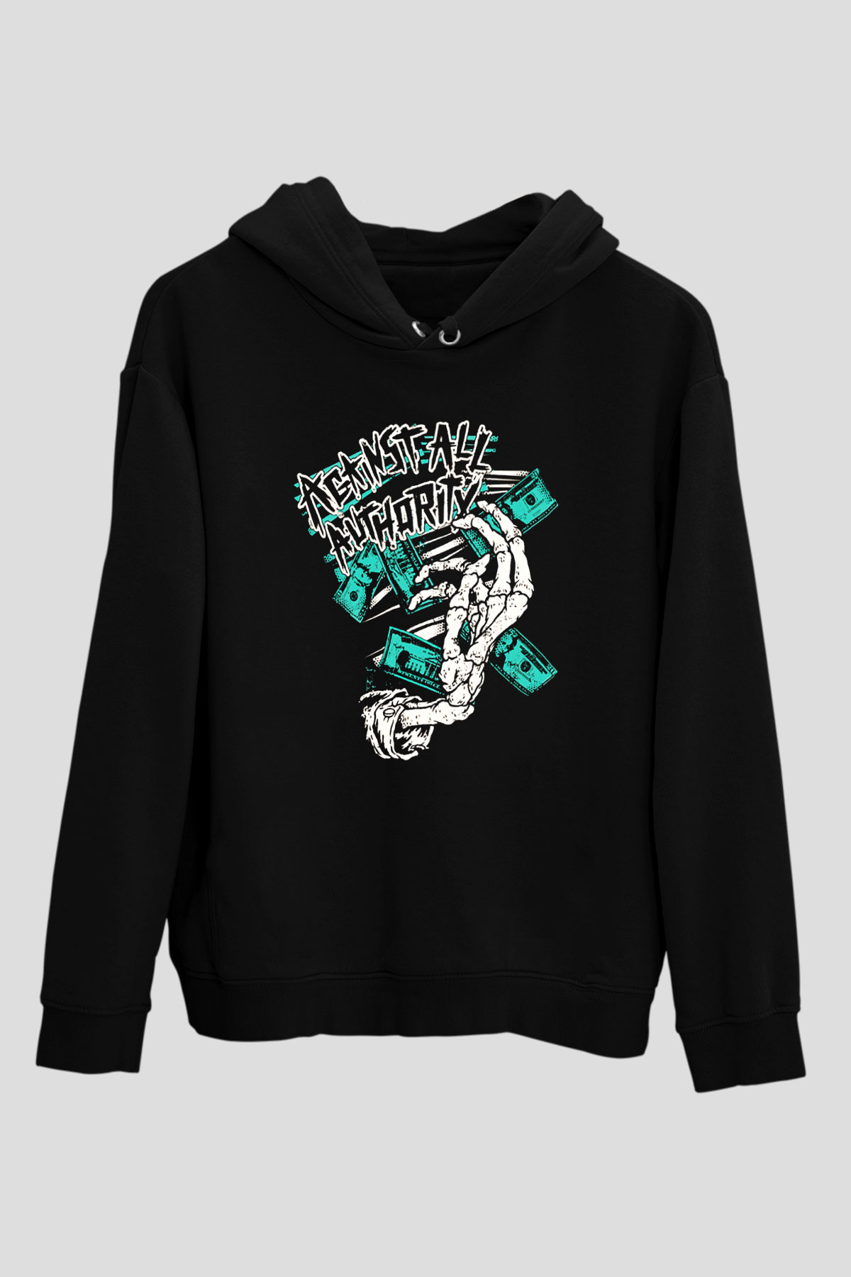 Against All Authority Siyah Unisex Hoodie