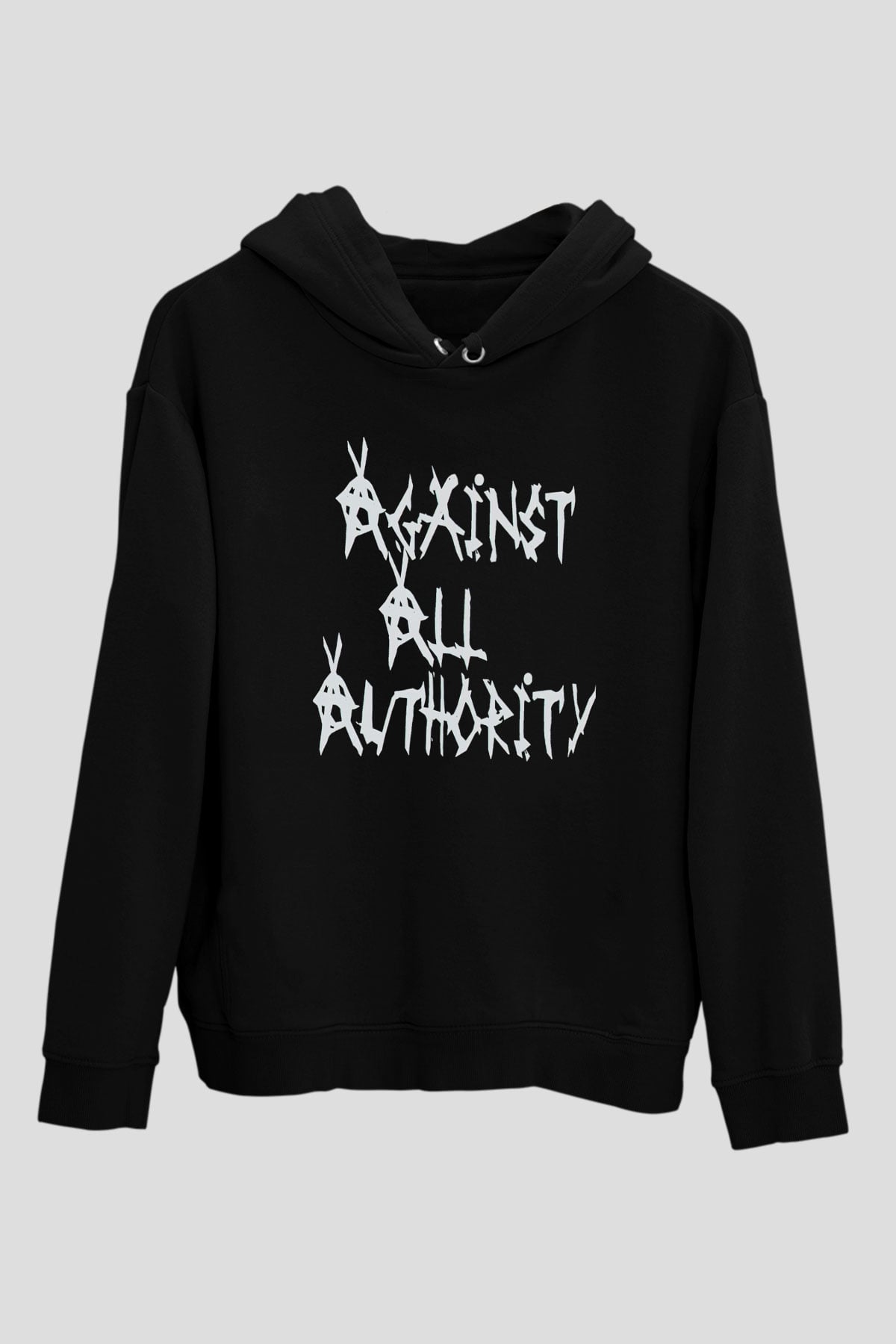 Against All Authority Siyah Unisex Kapüşonlu Sweatshirt