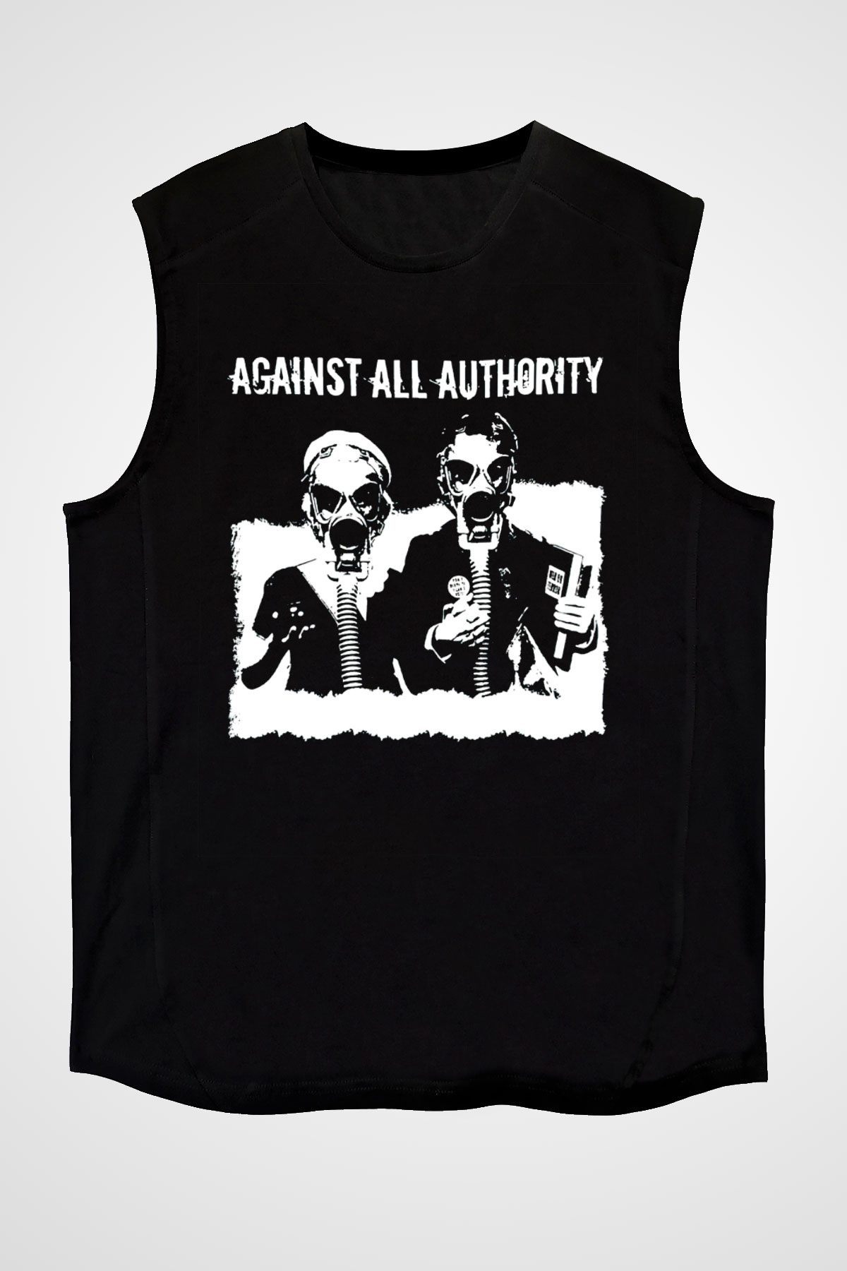 Against All Authority Siyah Unisex Kolsuz Tişört