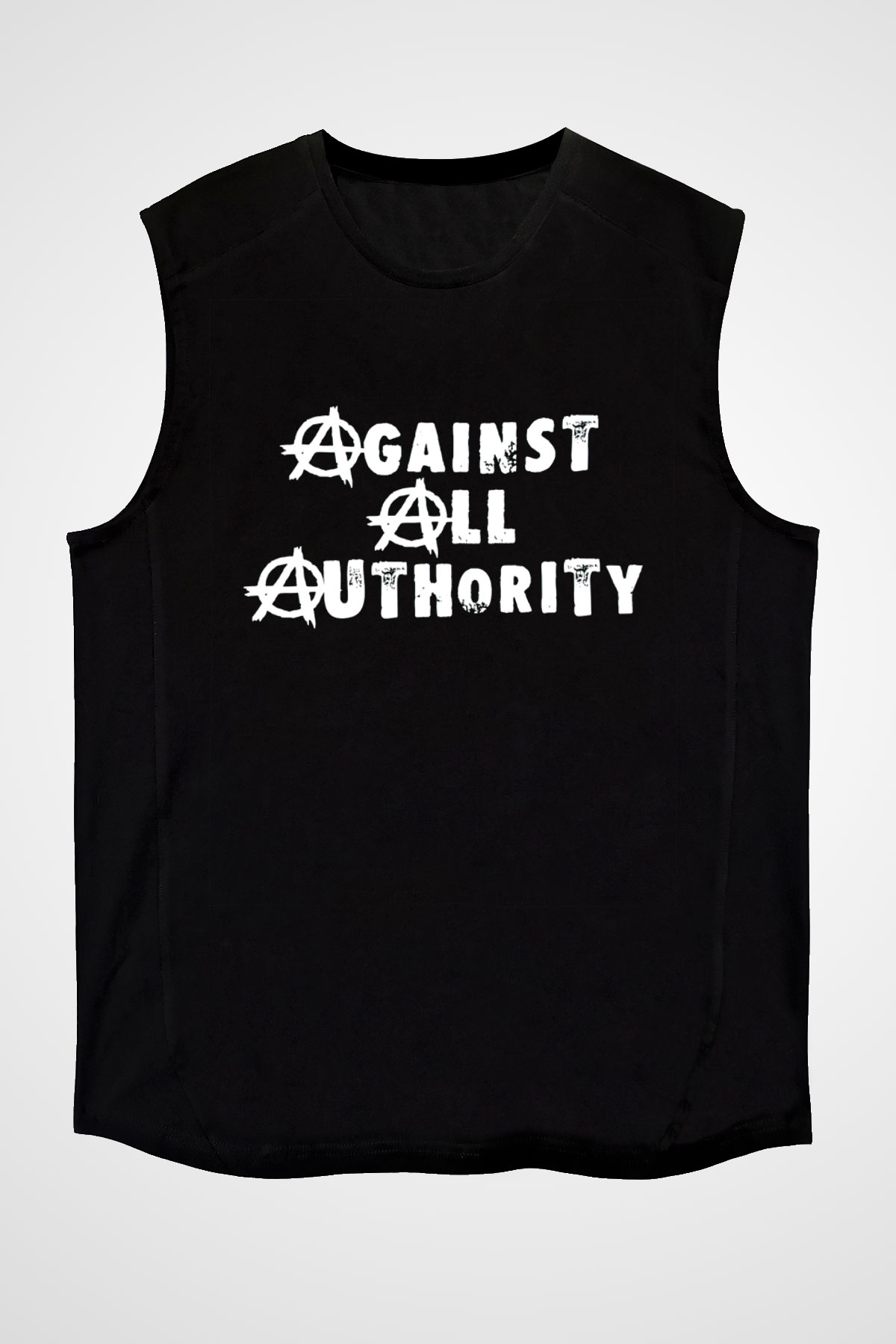 Against All Authority Siyah Unisex Kolsuz Tişört