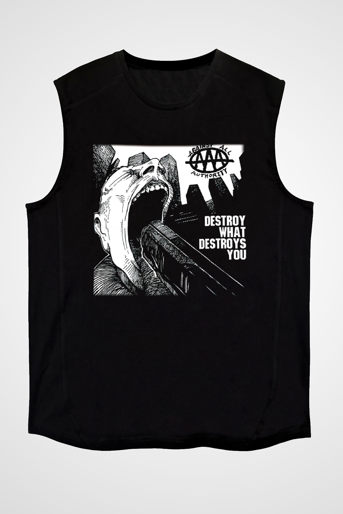 Against All Authority Siyah Unisex Kolsuz Tişört