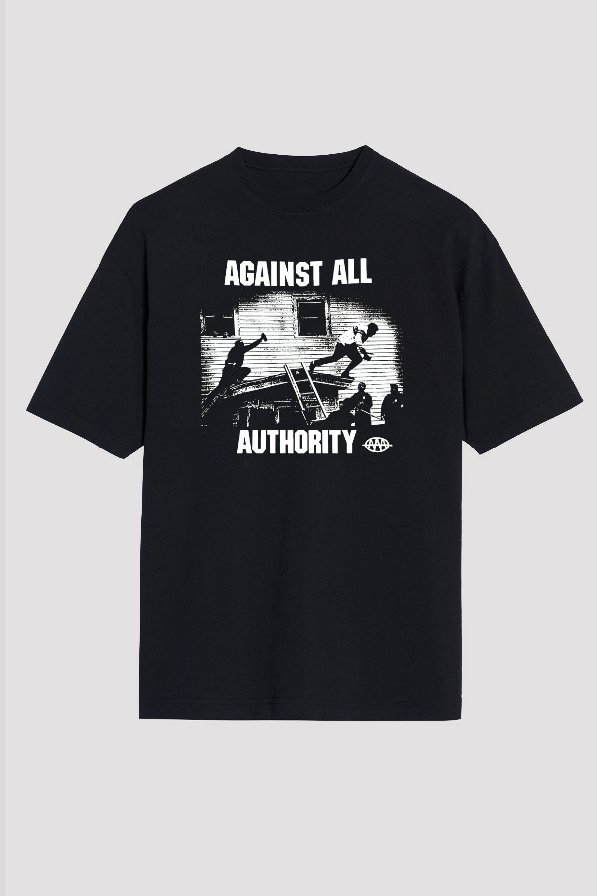 Against All Authority Siyah Unisex Oversize Tişört T-Shirt