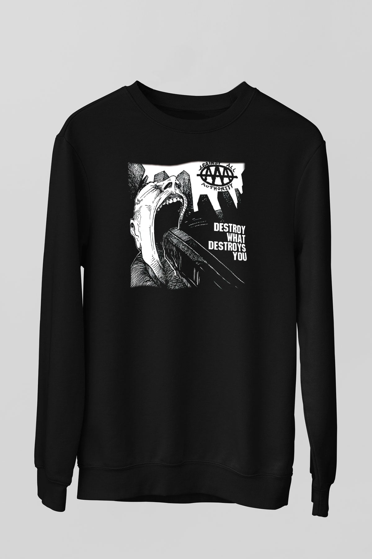 Against All Authority Siyah Unisex Sweatshirt