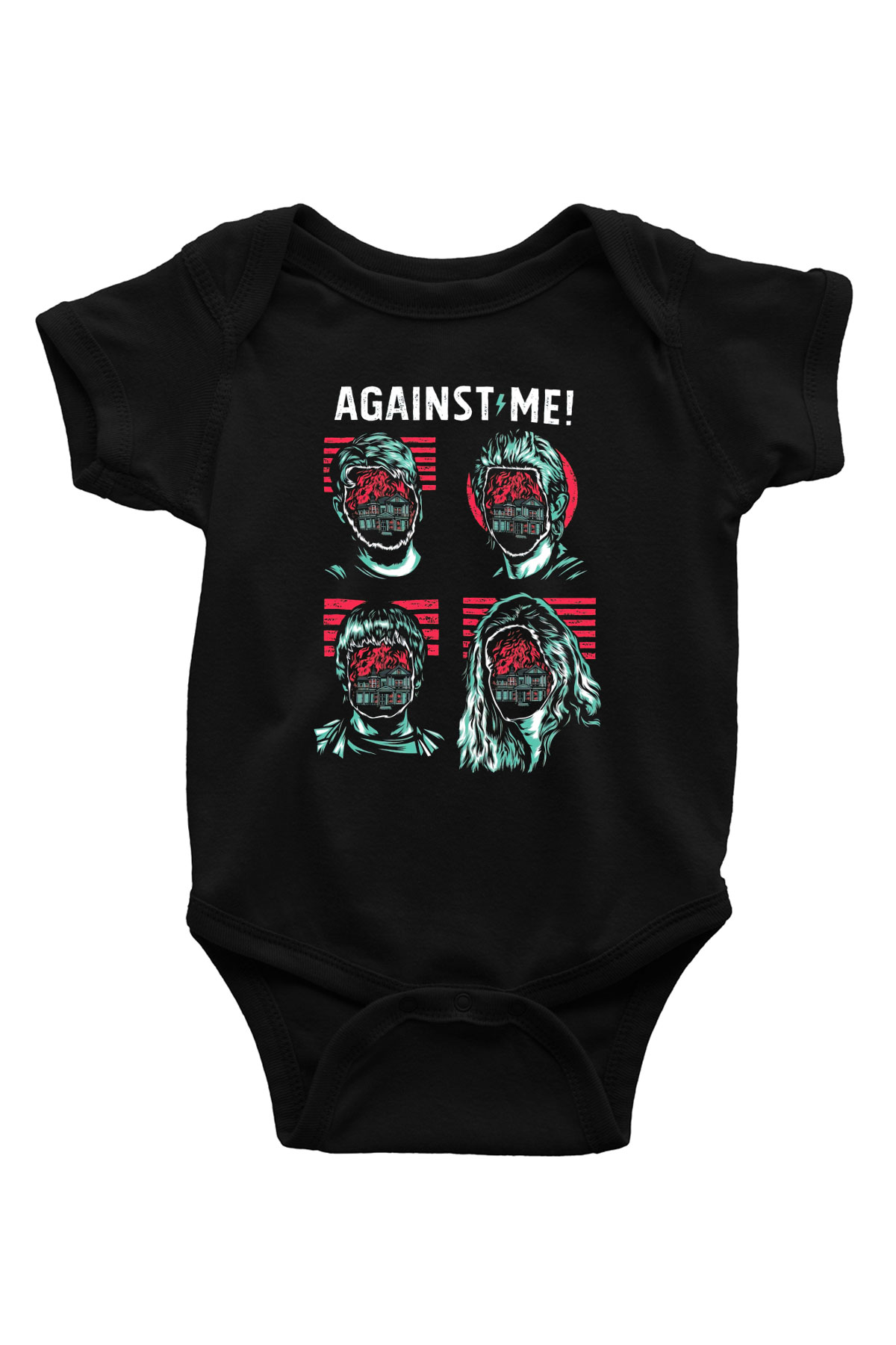 Against Me Baskılı Siyah Bebek Body - Zıbın