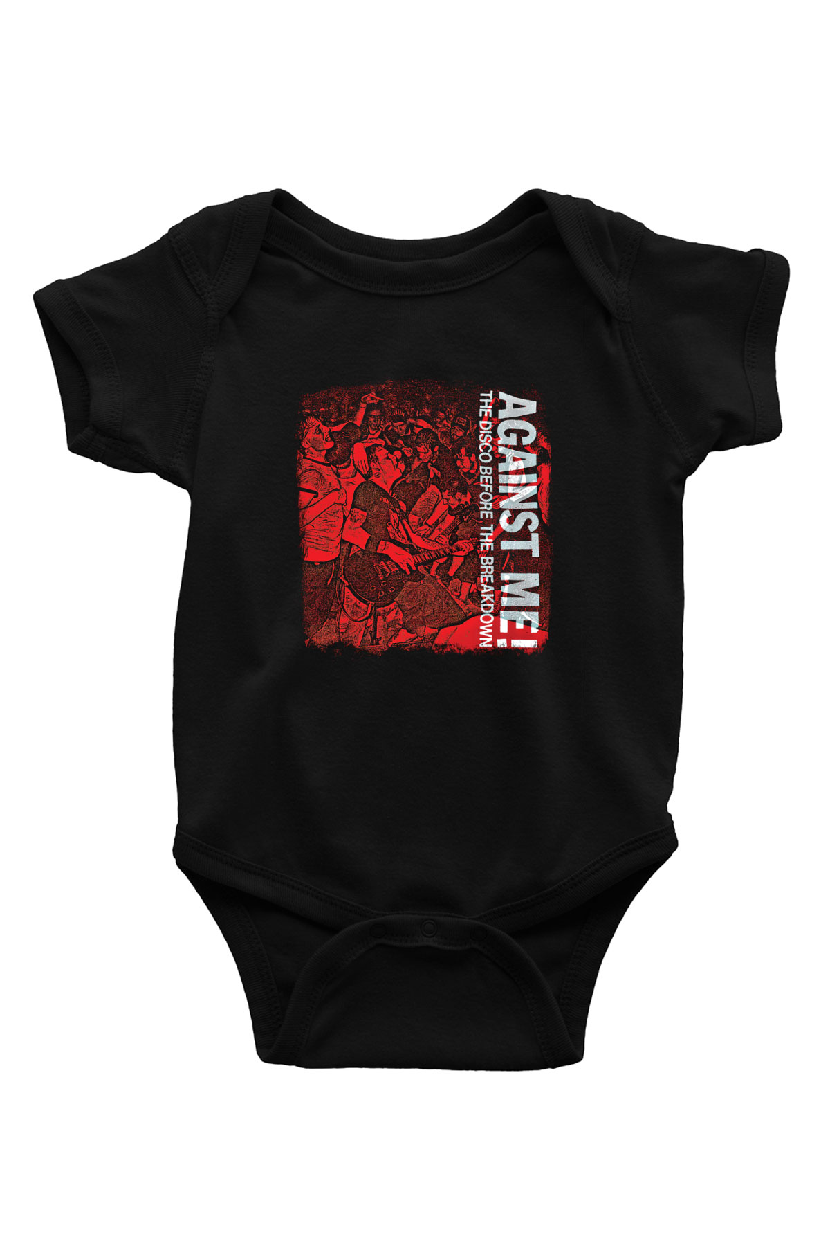 Against Me Baskılı Unisex Siyah Bebek Body - Zıbın