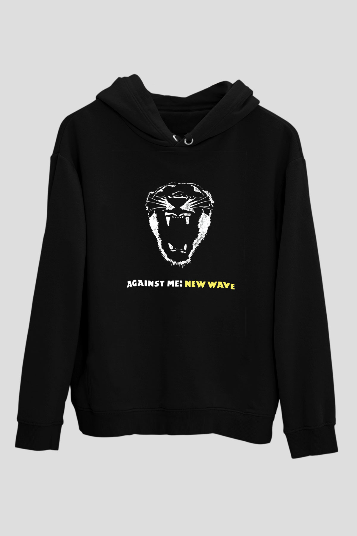 Against Me Baskılı Unisex Siyah Hoodie