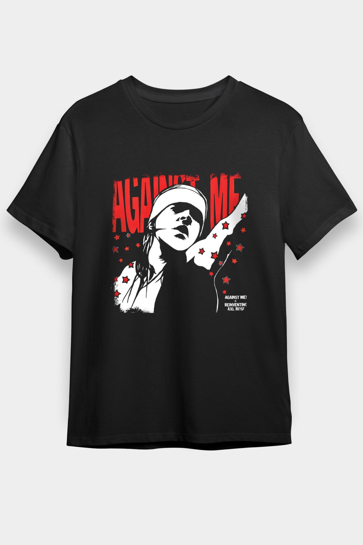 Against Me Baskılı Unisex Siyah Tişört