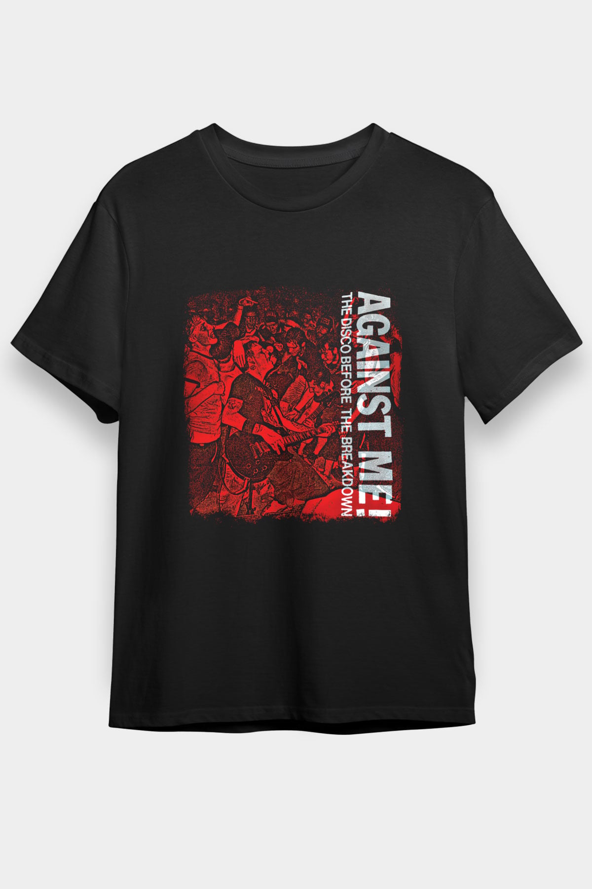 Against Me Baskılı Unisex Siyah Tişört