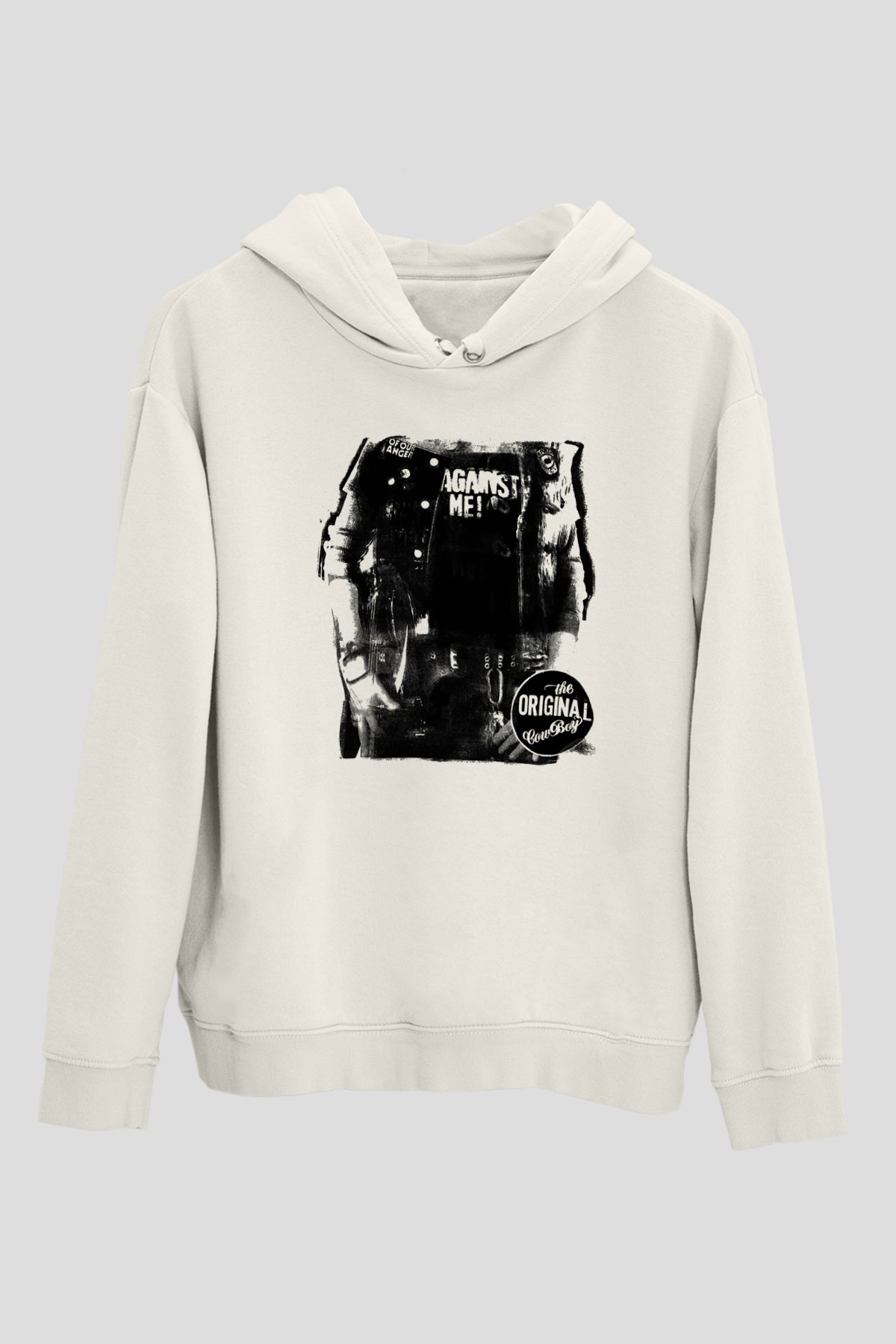 Against Me Beyaz Unisex Kapşonlu Sweatshirt