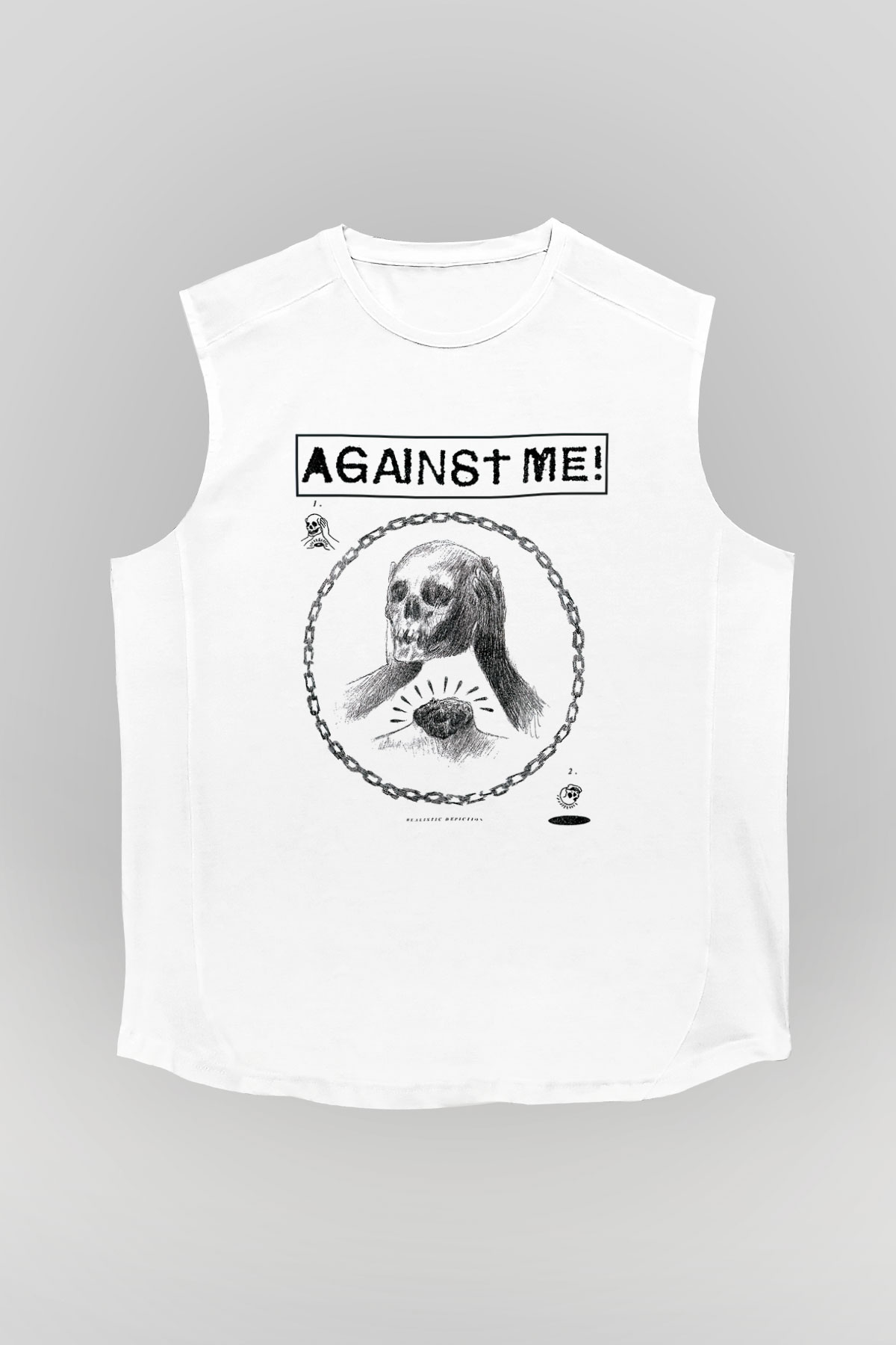 Against Me Beyaz Unisex Kolsuz Tişört