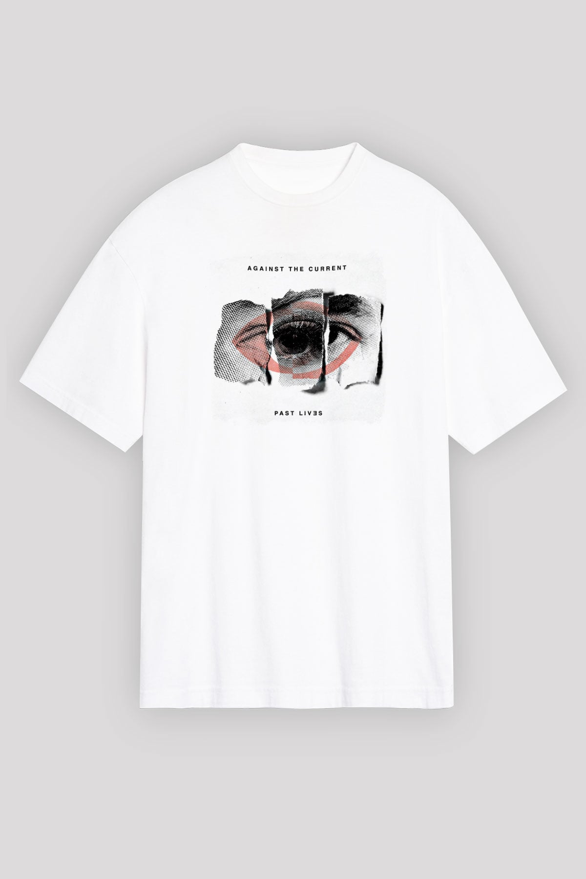 Against The Current Baskılı Unisex Beyaz Oversize Tişört