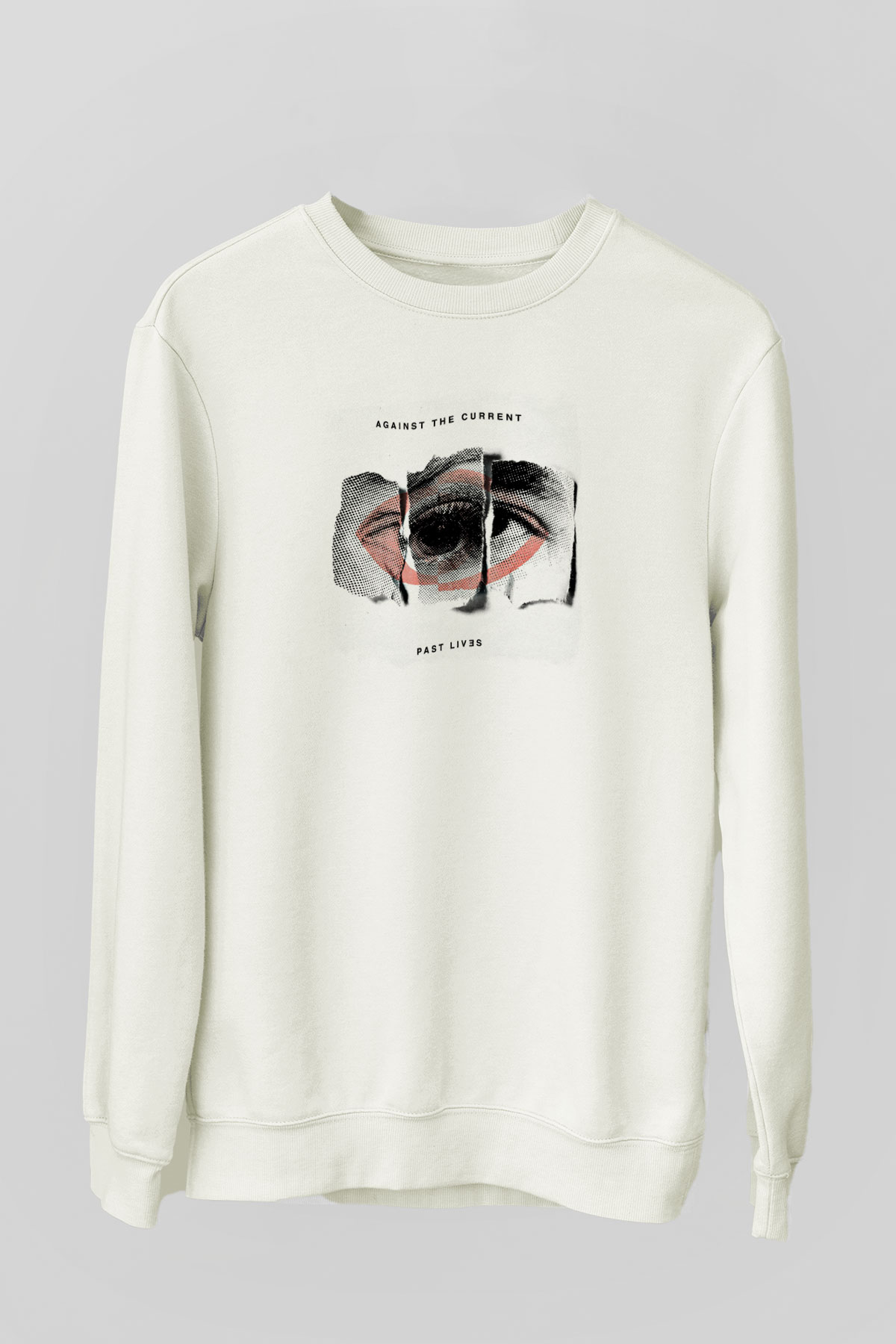 Against The Current Baskılı Unisex Beyaz Sweatshirt