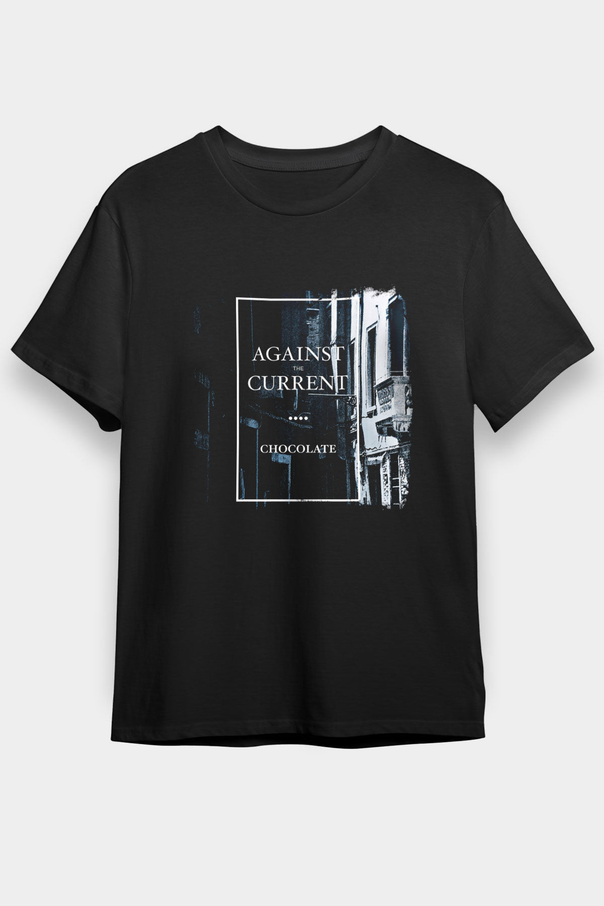 Against The Current Baskılı Unisex Siyah Tişört
