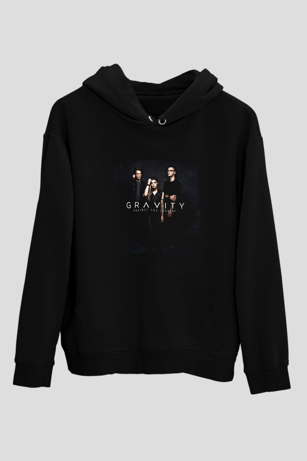 Against The Current Baskılı Unisex Siyah Hoodie