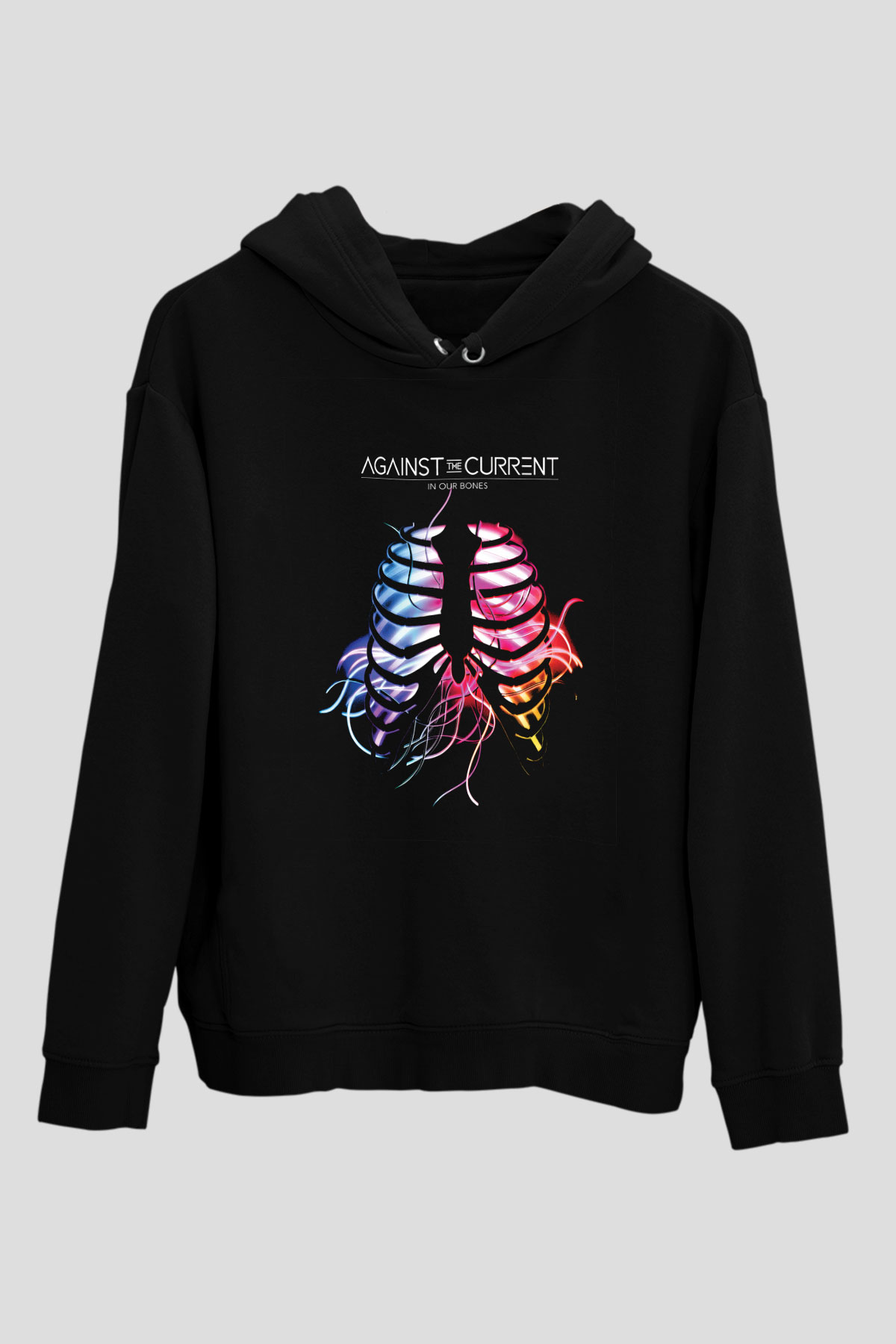 Against The Current Baskılı Unisex Siyah Hoodie