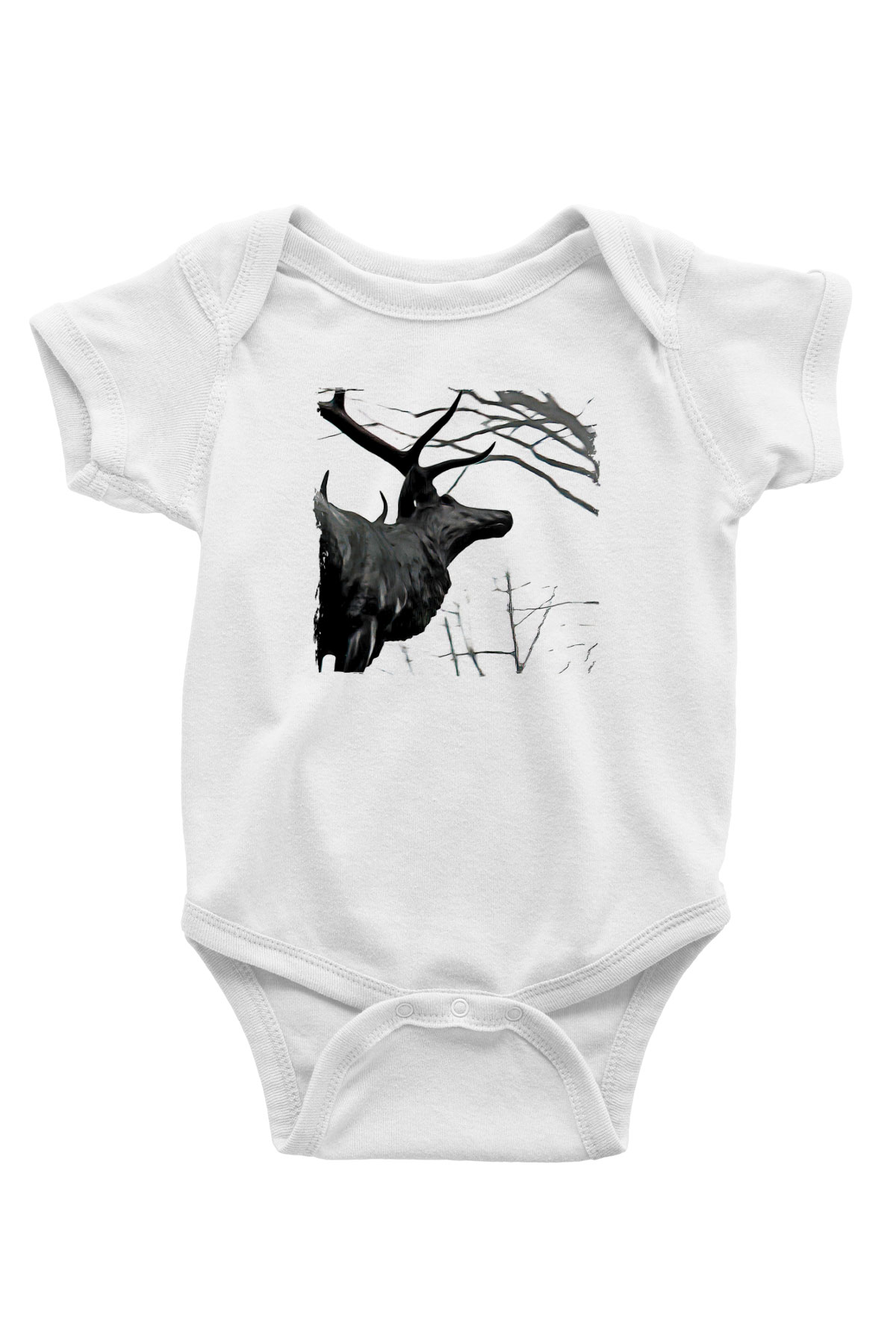 Agalloch Baskılı Beyaz Unisex Bebek Body - Zıbın