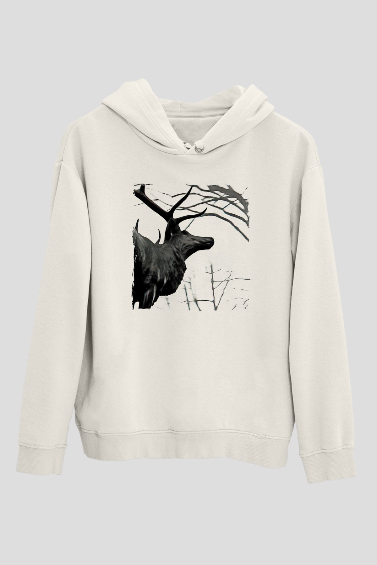Agalloch Baskılı Beyaz Unisex Kapüşonlu Sweatshirt