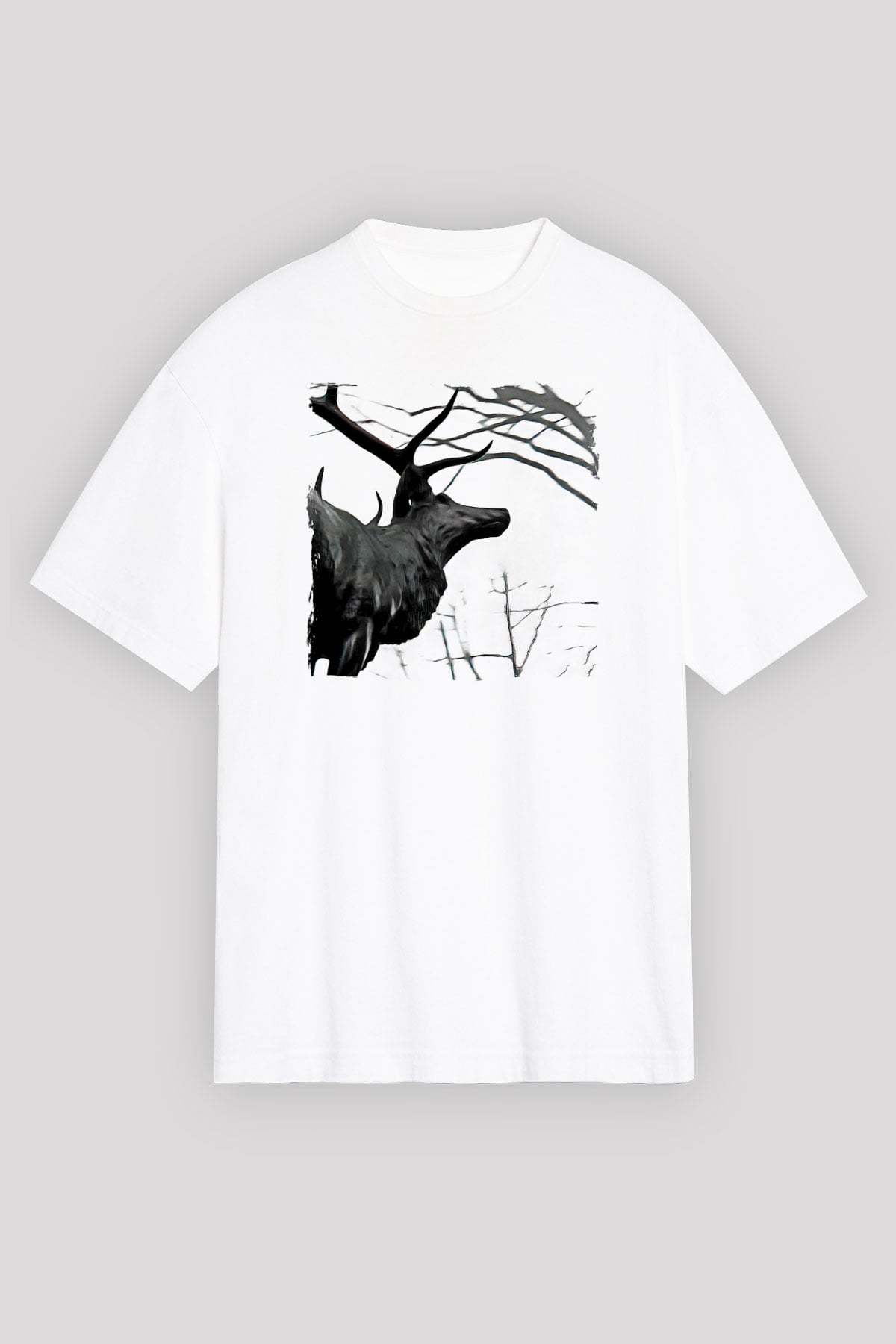 Agalloch Baskılı Beyaz Unisex Oversize Tişört - Tshirt