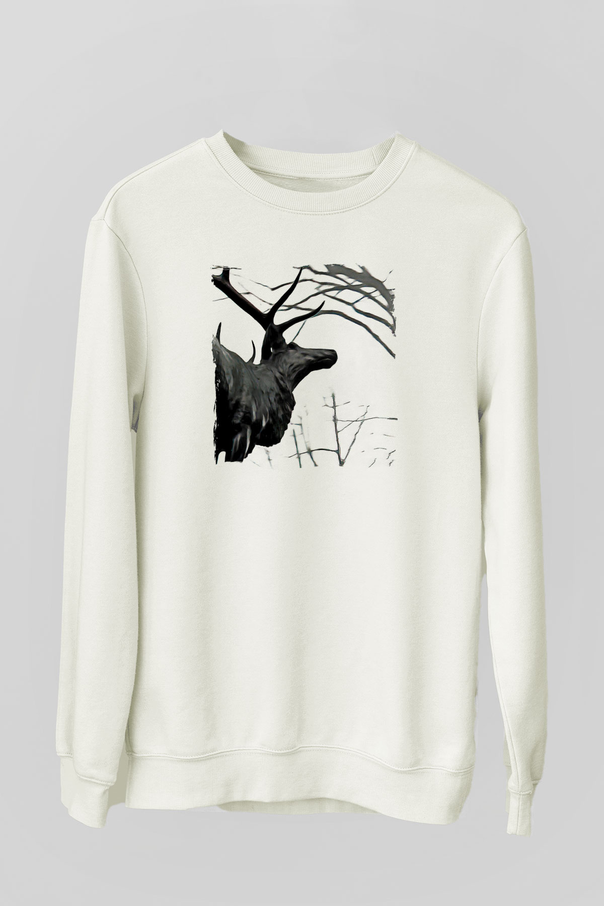 Agalloch Baskılı Beyaz Unisex Sweatshirt