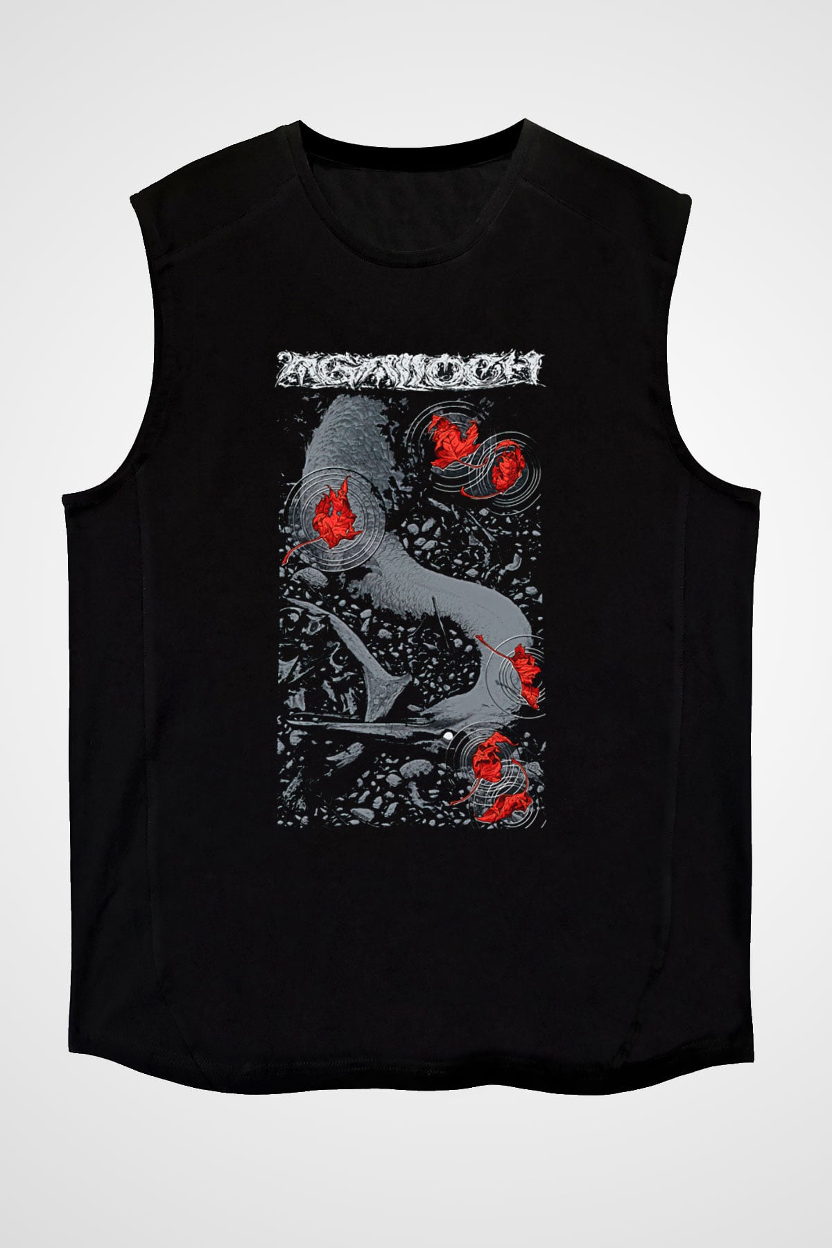 Agalloch Baskılı Unisex Siyah Kolsuz Tişört - Tshirt