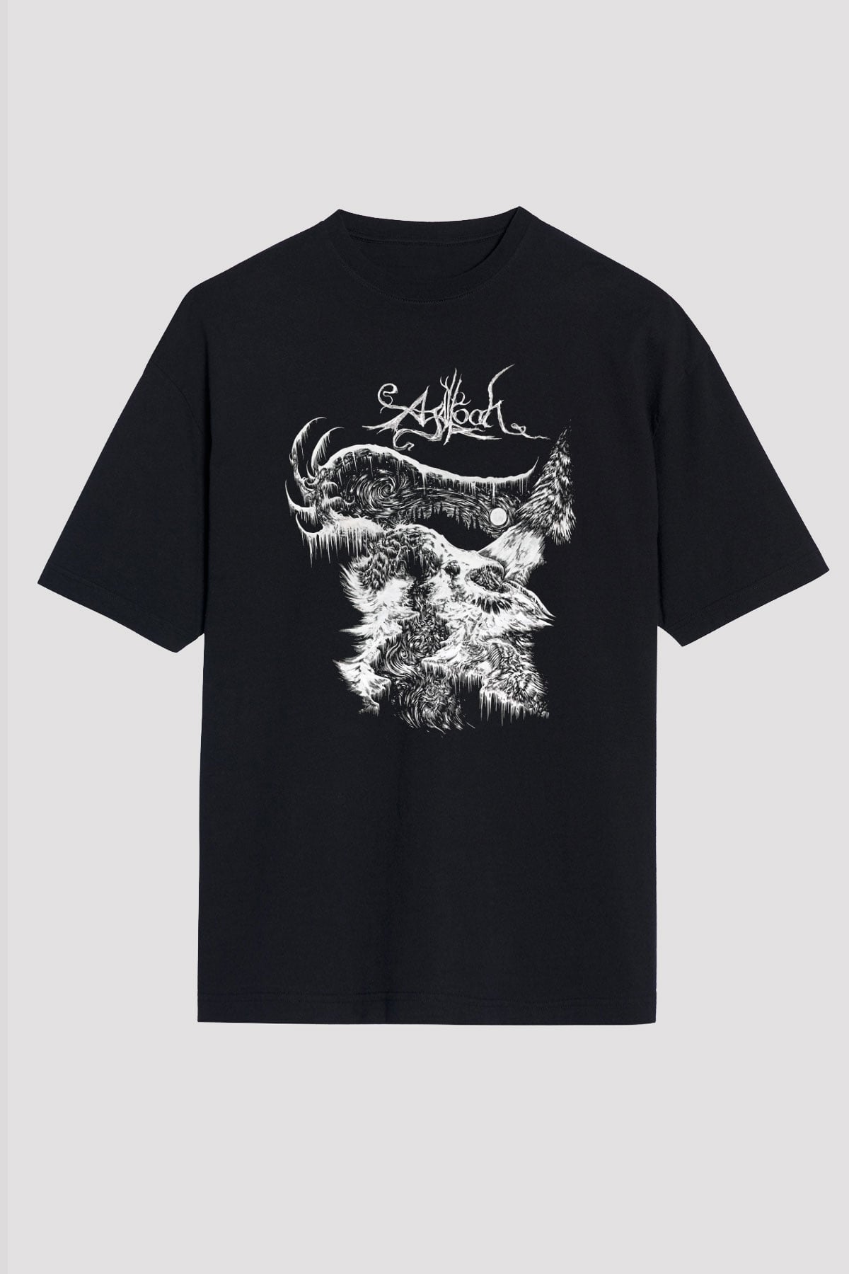 Agalloch Baskılı Unisex Siyah Oversize Tişört - Tshirt