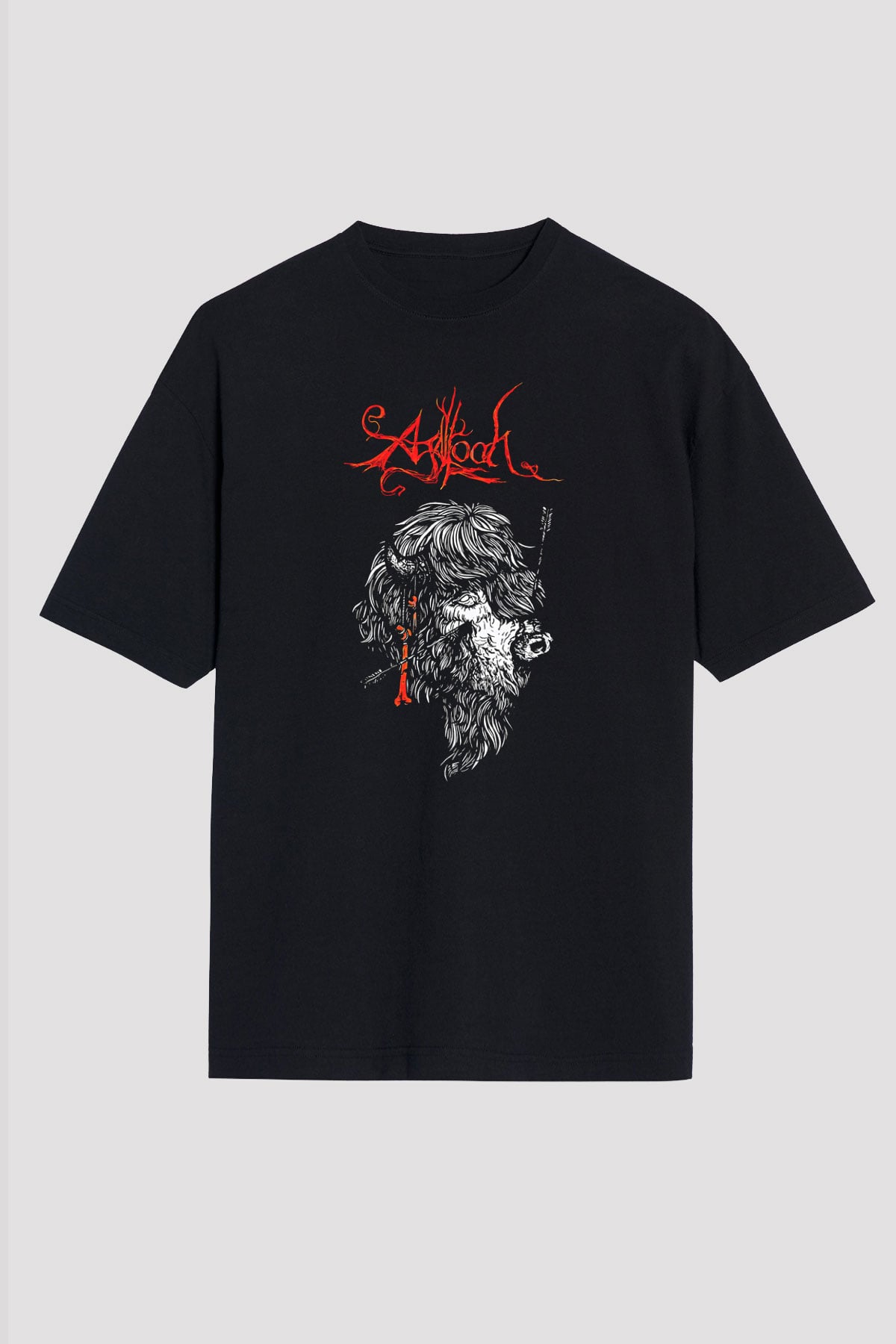 Agalloch Baskılı Unisex Siyah Oversize Tişört - Tshirt