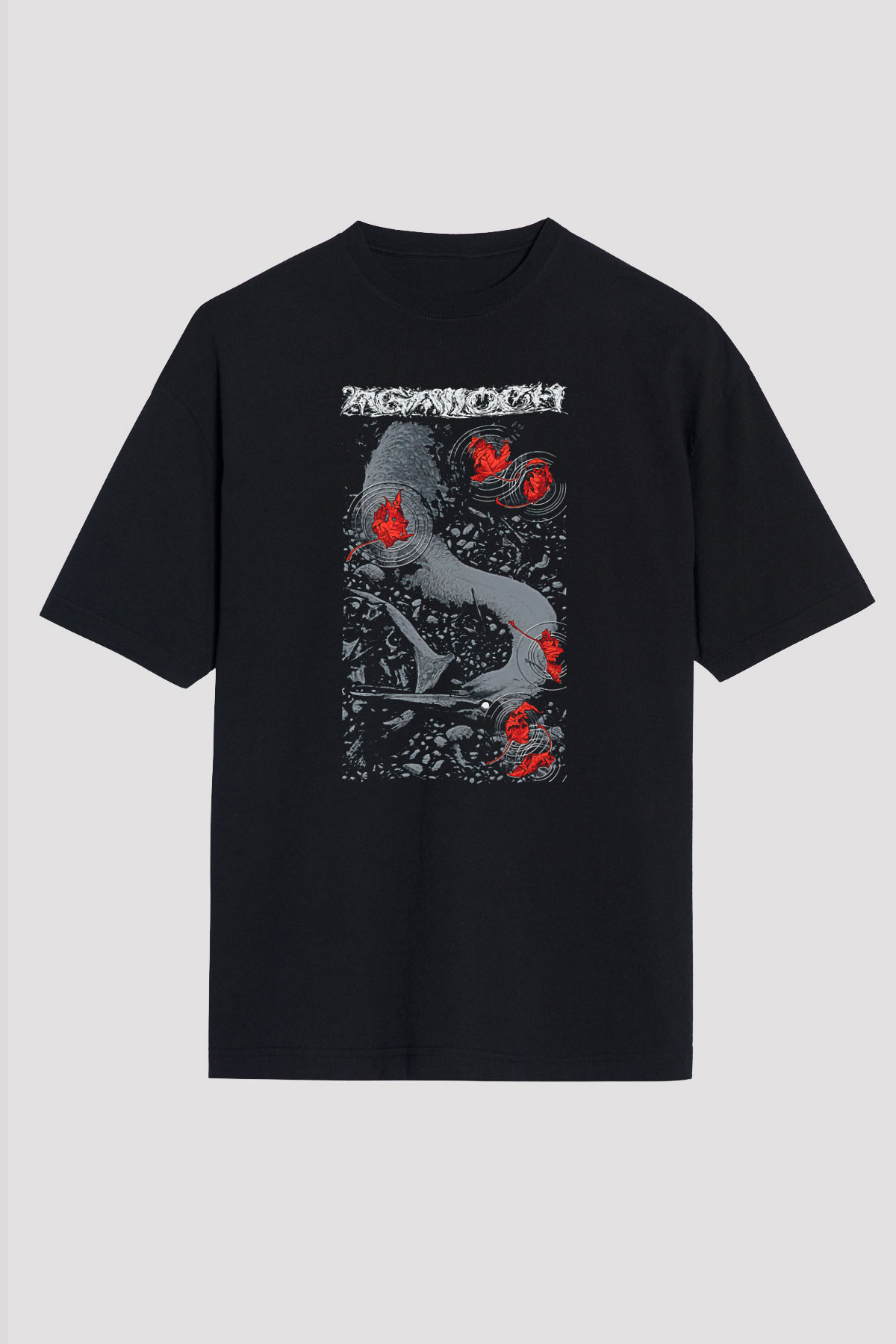 Agalloch Baskılı Unisex Siyah Oversize Tişört - Tshirt