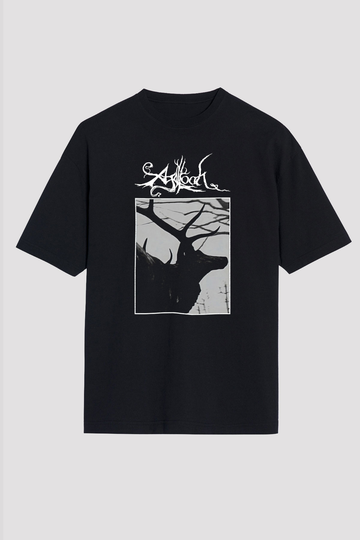 Agalloch Baskılı Unisex Siyah Oversize Tişört - Tshirt