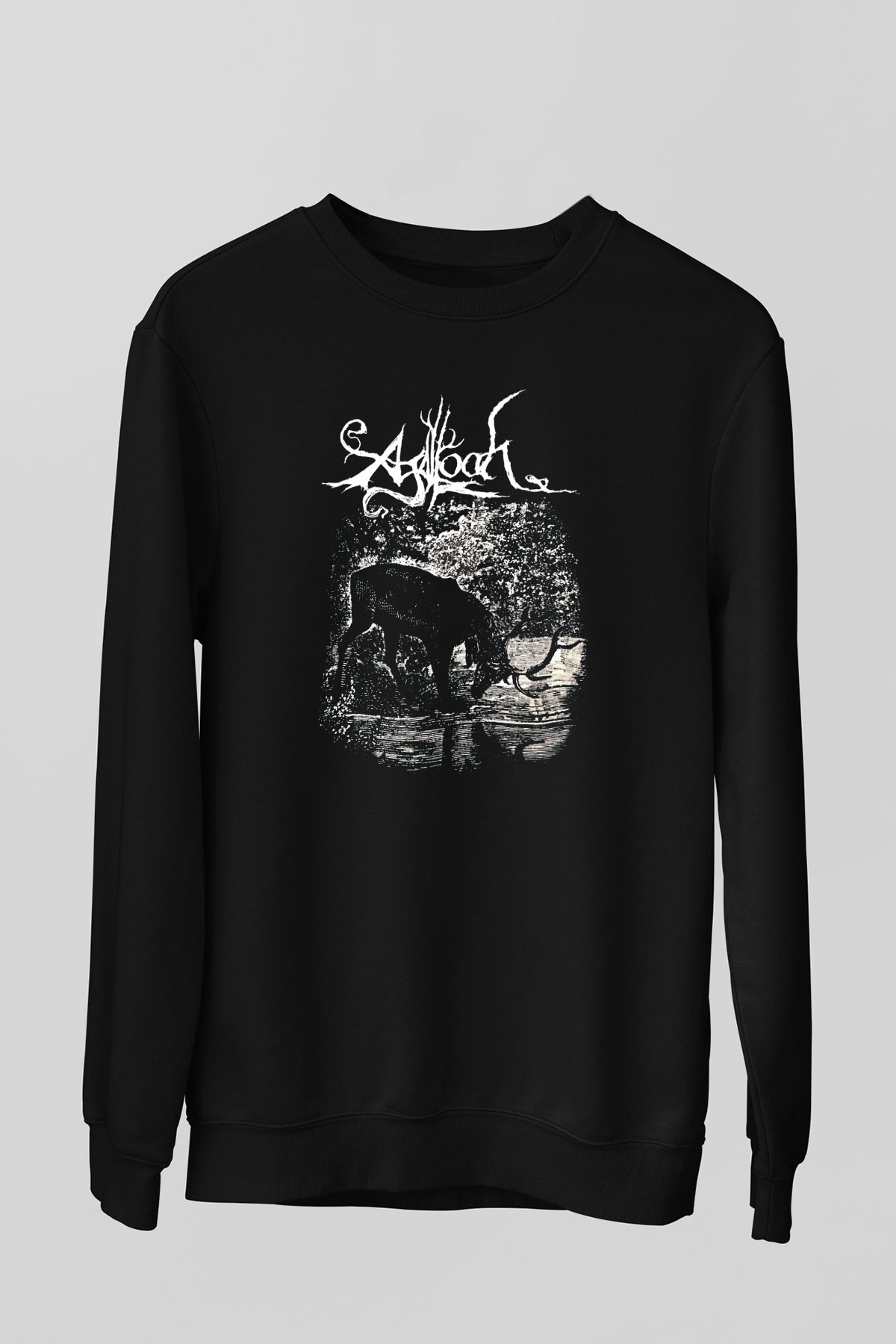 Agalloch Baskılı Unisex Siyah Sweatshirt