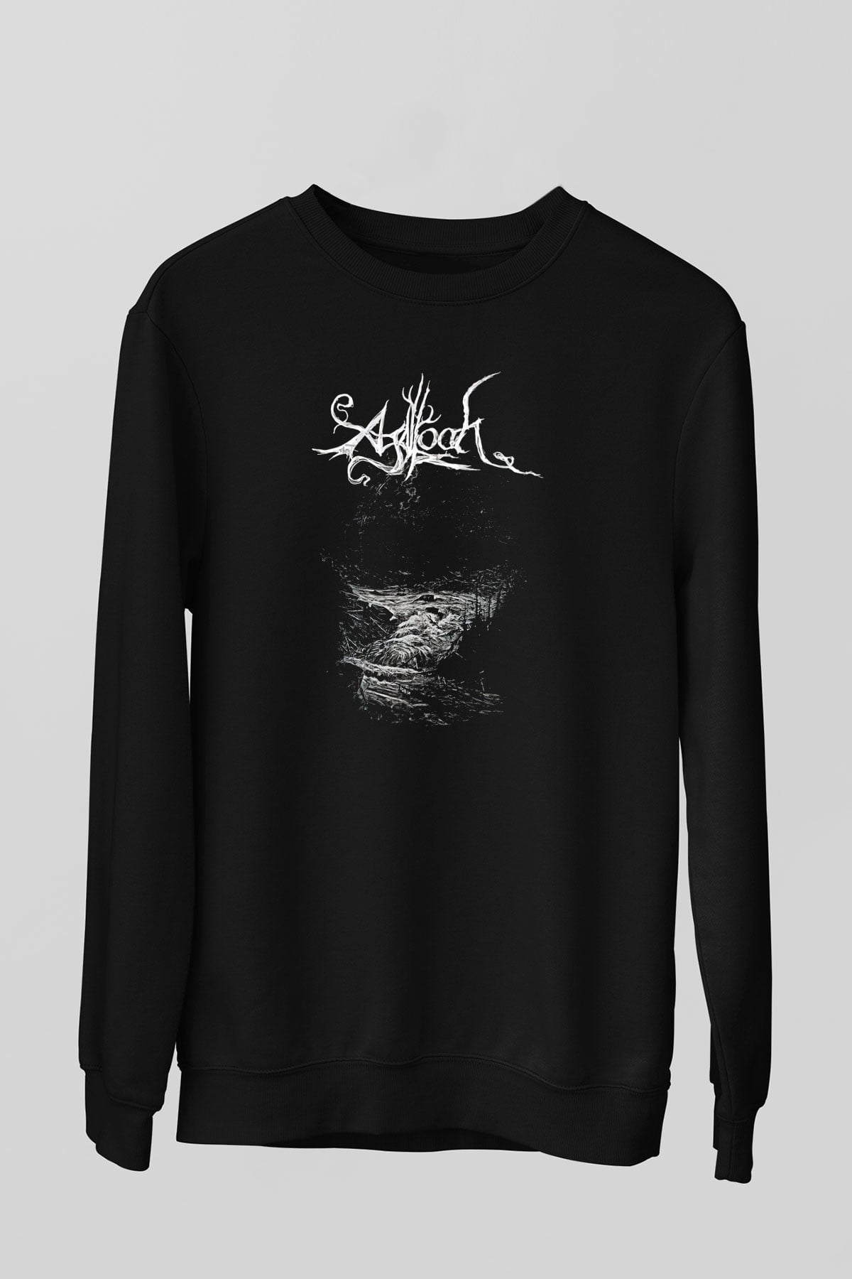 Agalloch Baskılı Unisex Siyah Sweatshirt
