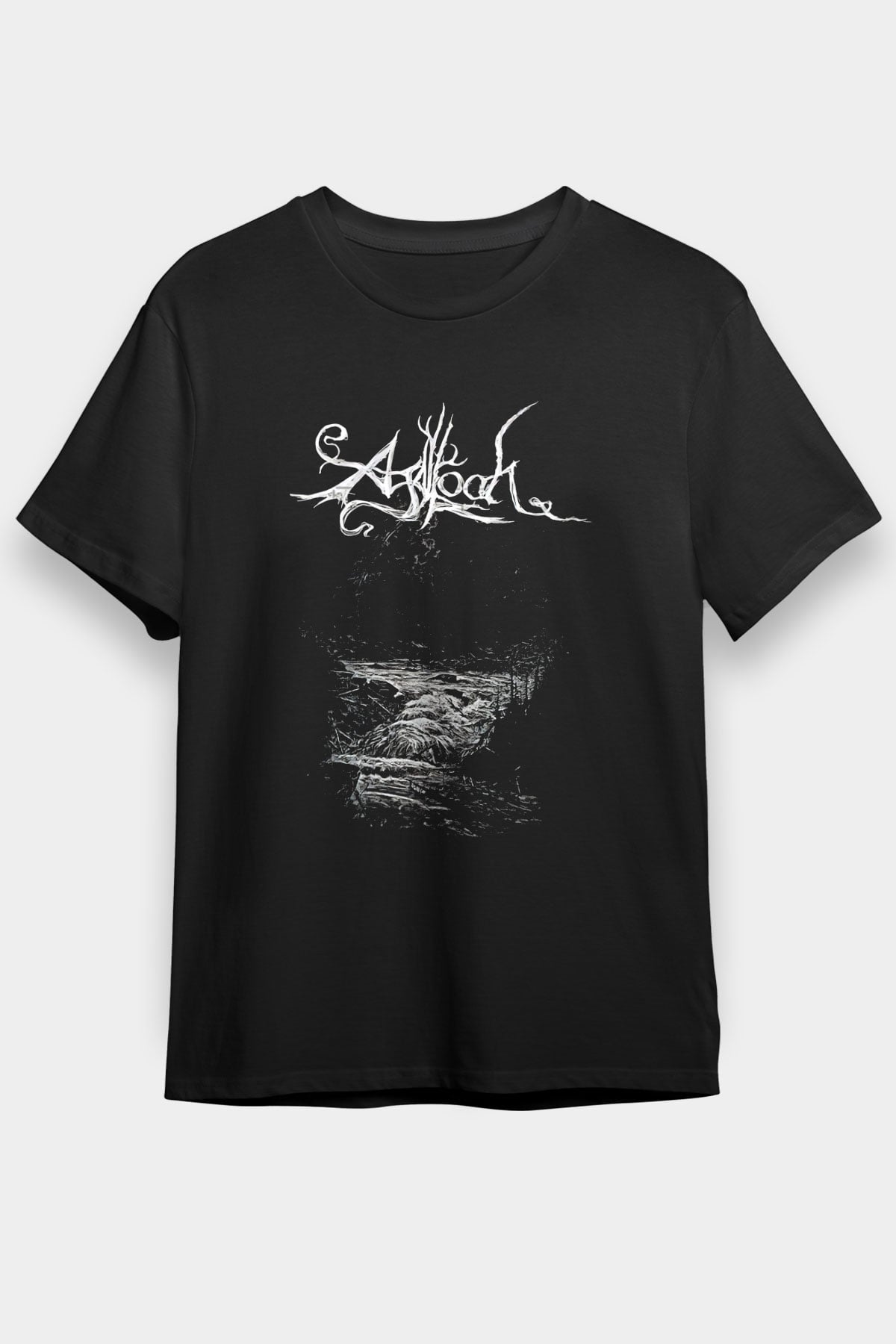 Agalloch Baskılı Unisex Siyah Tişört - Tshirt