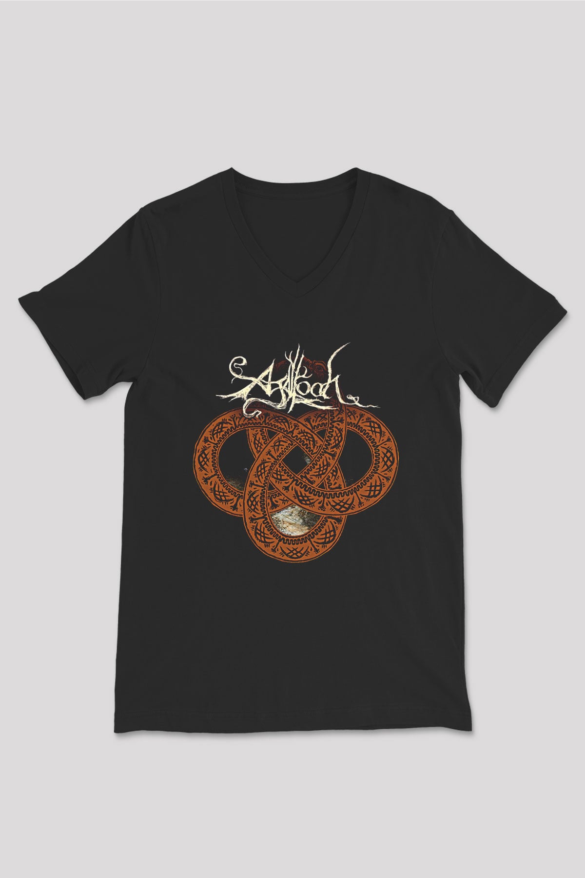 Agalloch Baskılı Unisex Siyah V Yaka Tişört - Tshirt