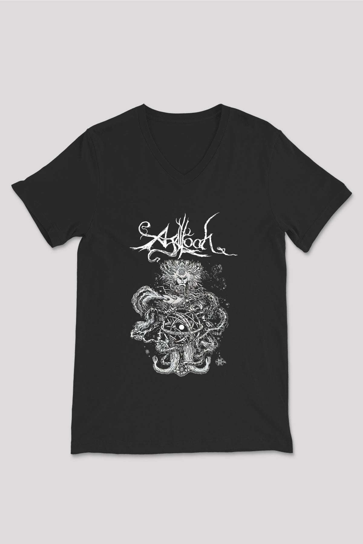 Agalloch Baskılı Unisex Siyah V Yaka Tişört - Tshirt