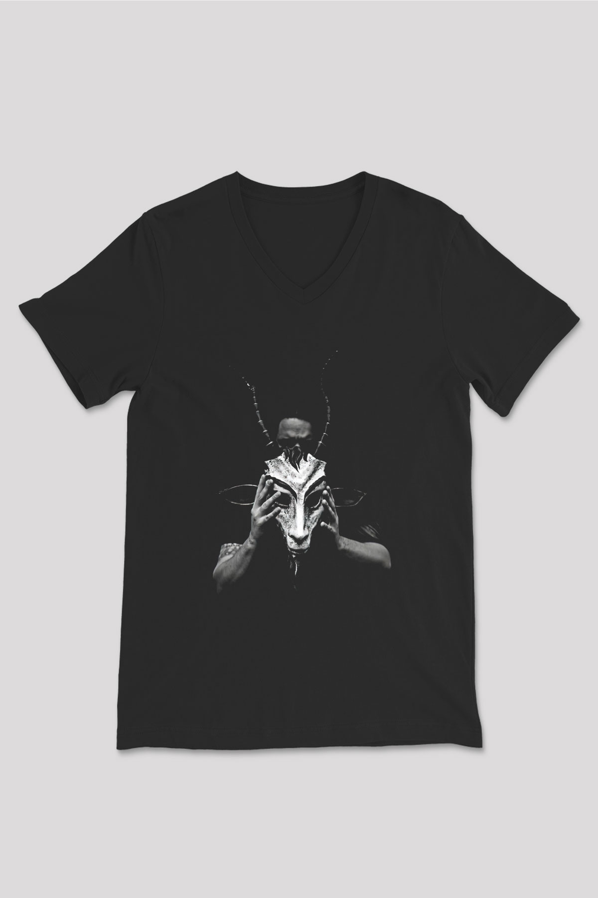 Agalloch Baskılı Unisex Siyah V Yaka Tişört - Tshirt