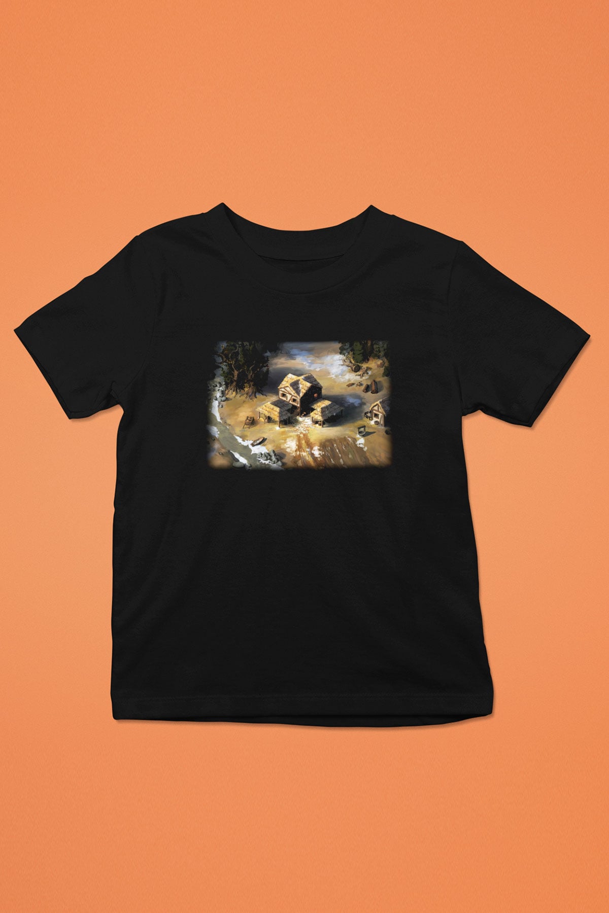 Age Of Empires Baskılı Siyah Unisex Çocuk Tişört