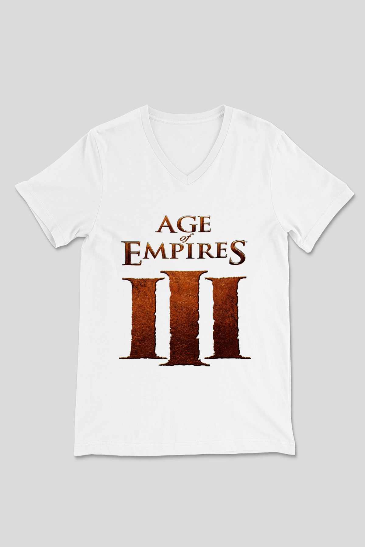 Age Of Empires Beyaz Unisex V Yaka Tişört T-Shirt