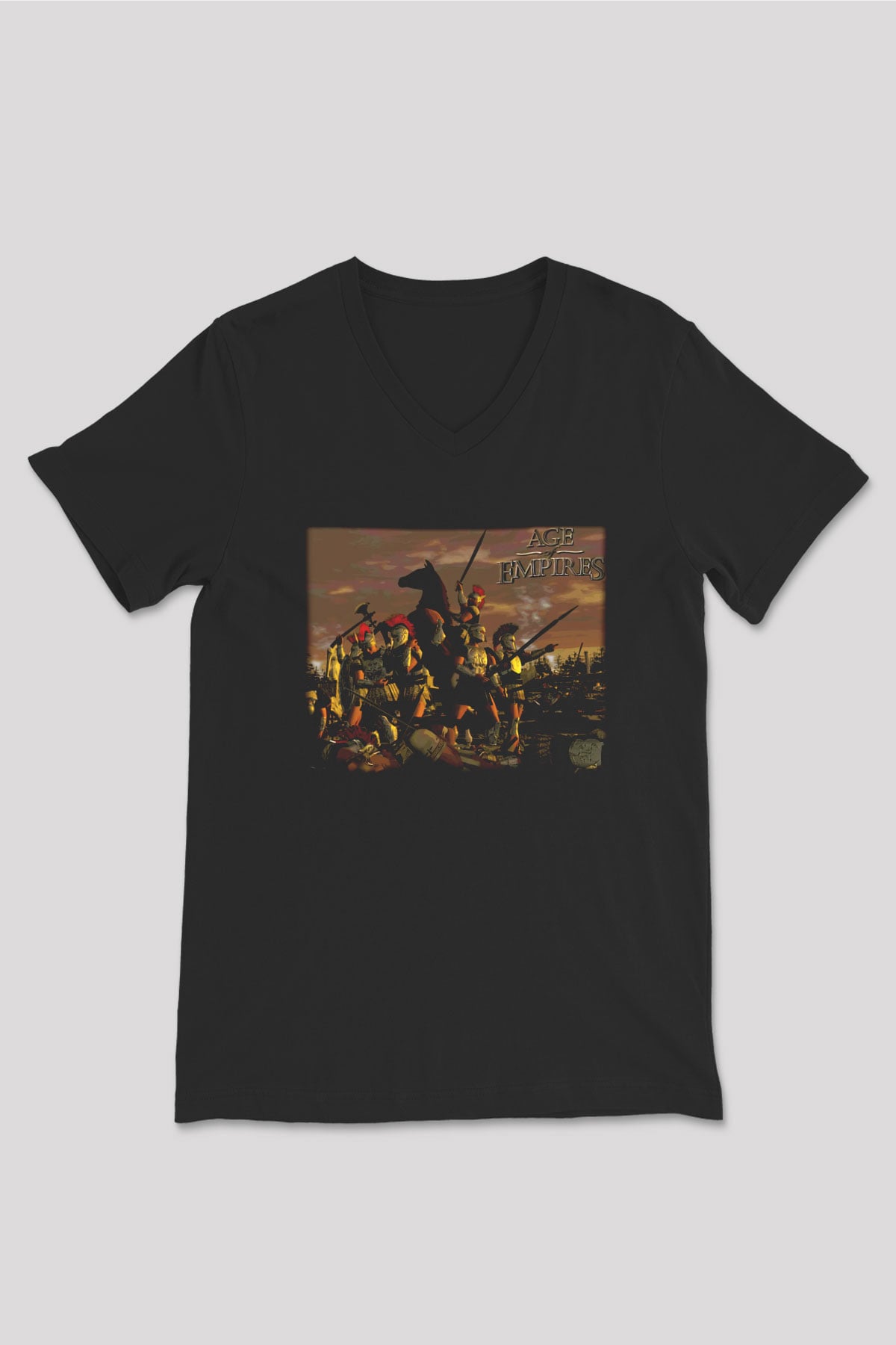 Age Of Empires Siyah Unisex V Yaka Tişört T-Shirt