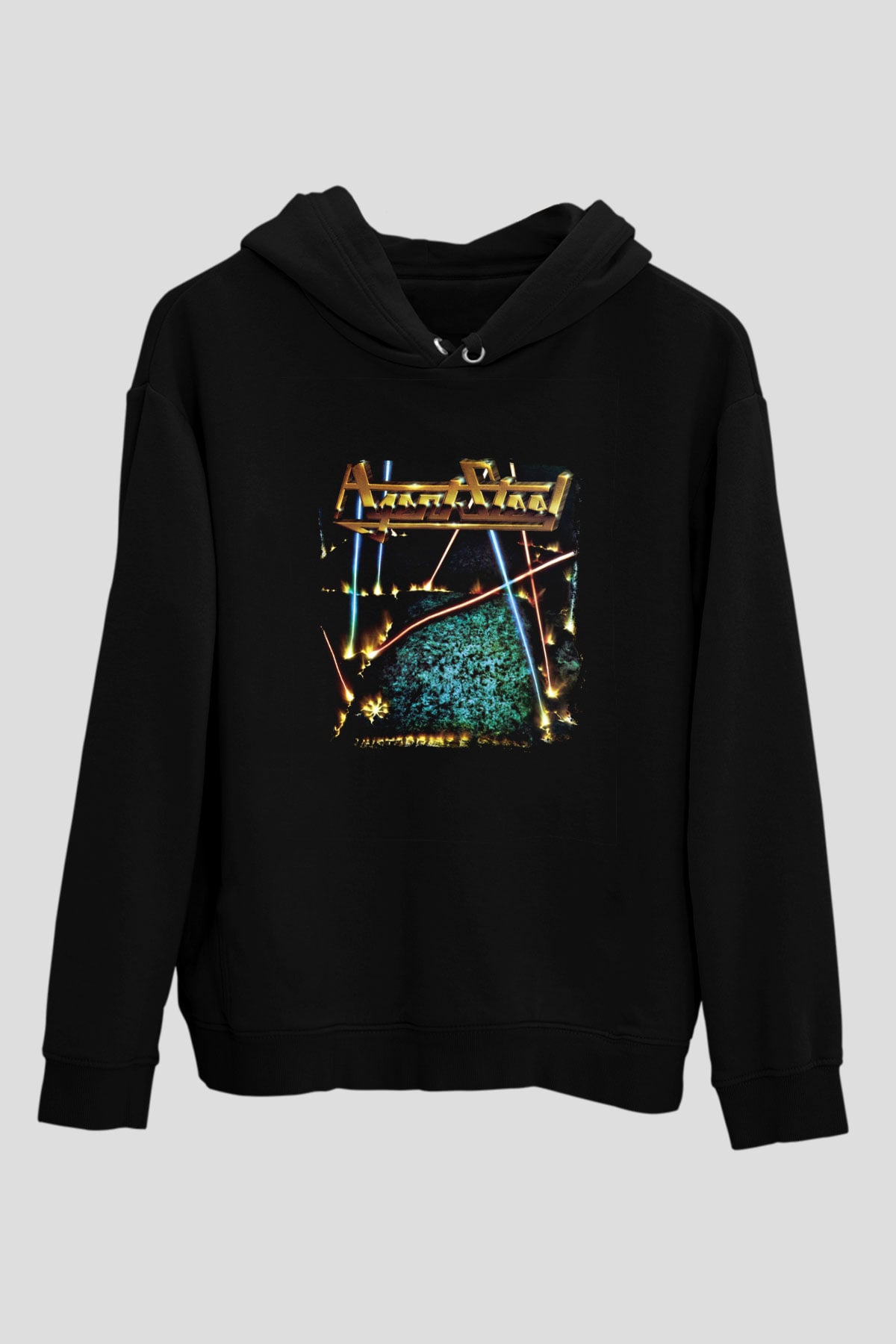Agent Steel Baskılı Unisex Siyah Hoodie