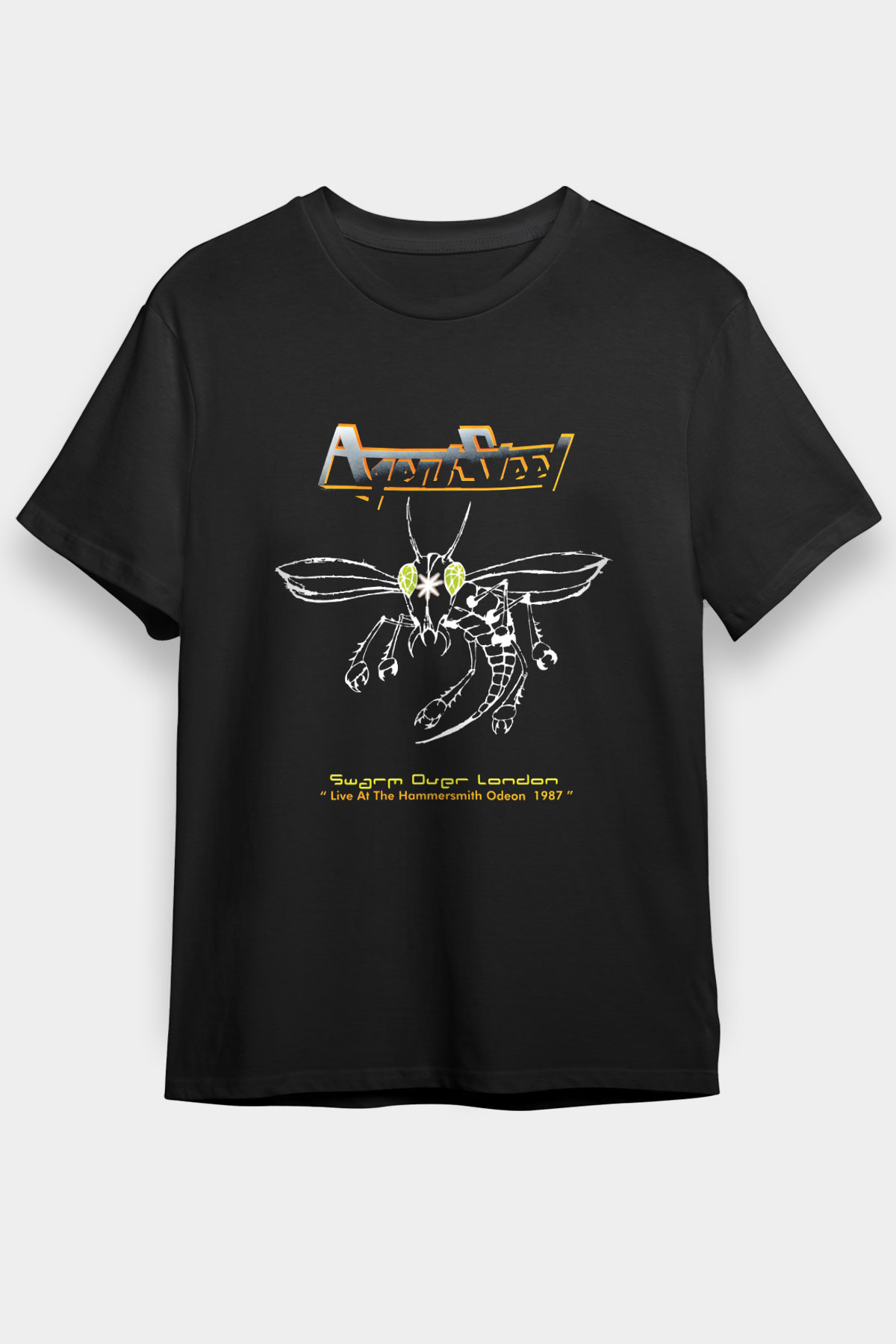 Agent Steel Baskılı Unisex Siyah Tişört