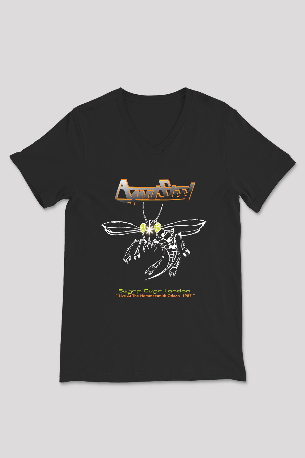 Agent Steel Siyah Unisex V Yaka Tişört T-Shirt