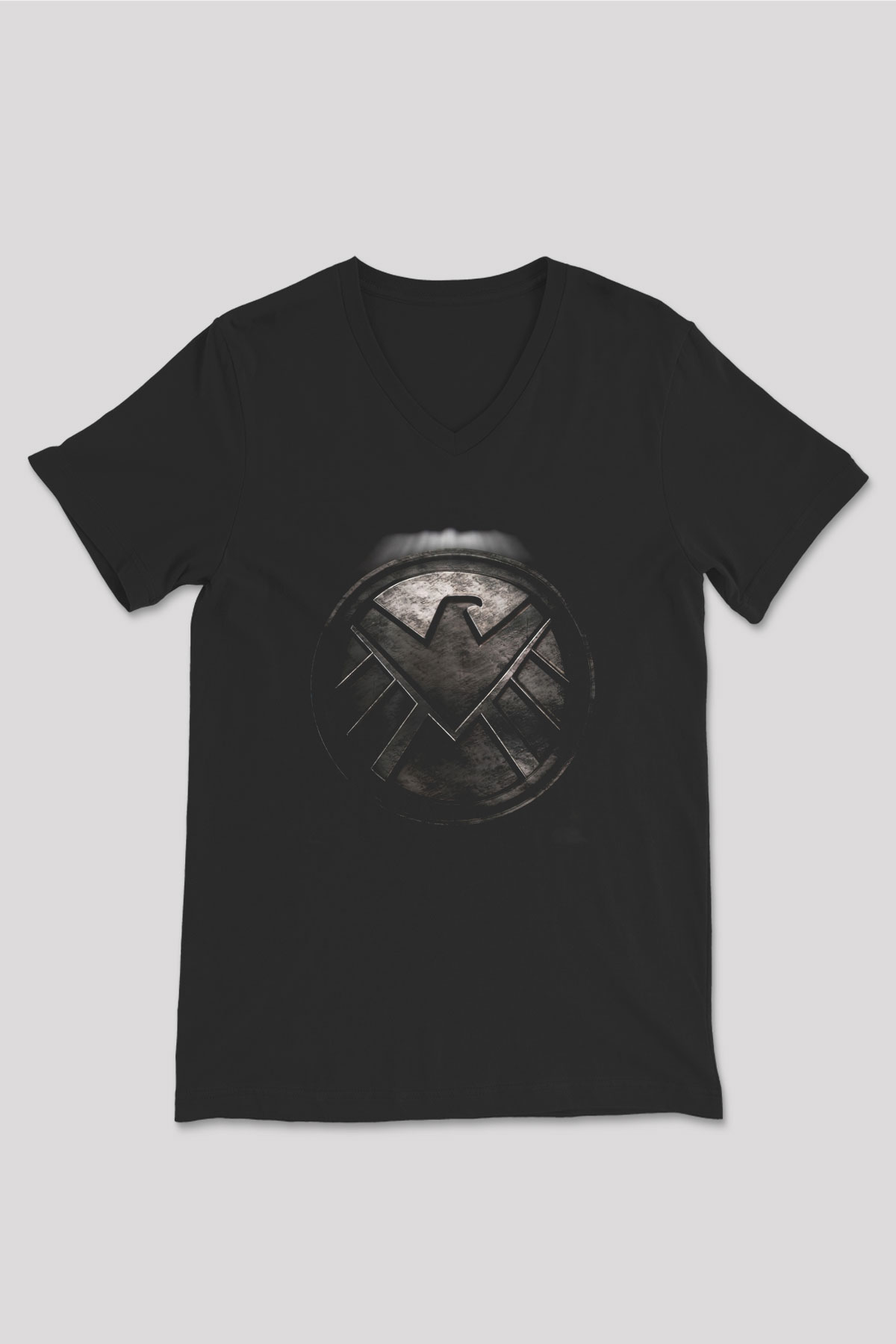 Agents of S.H.I.E.L.D. Siyah Unisex V Yaka Tişört