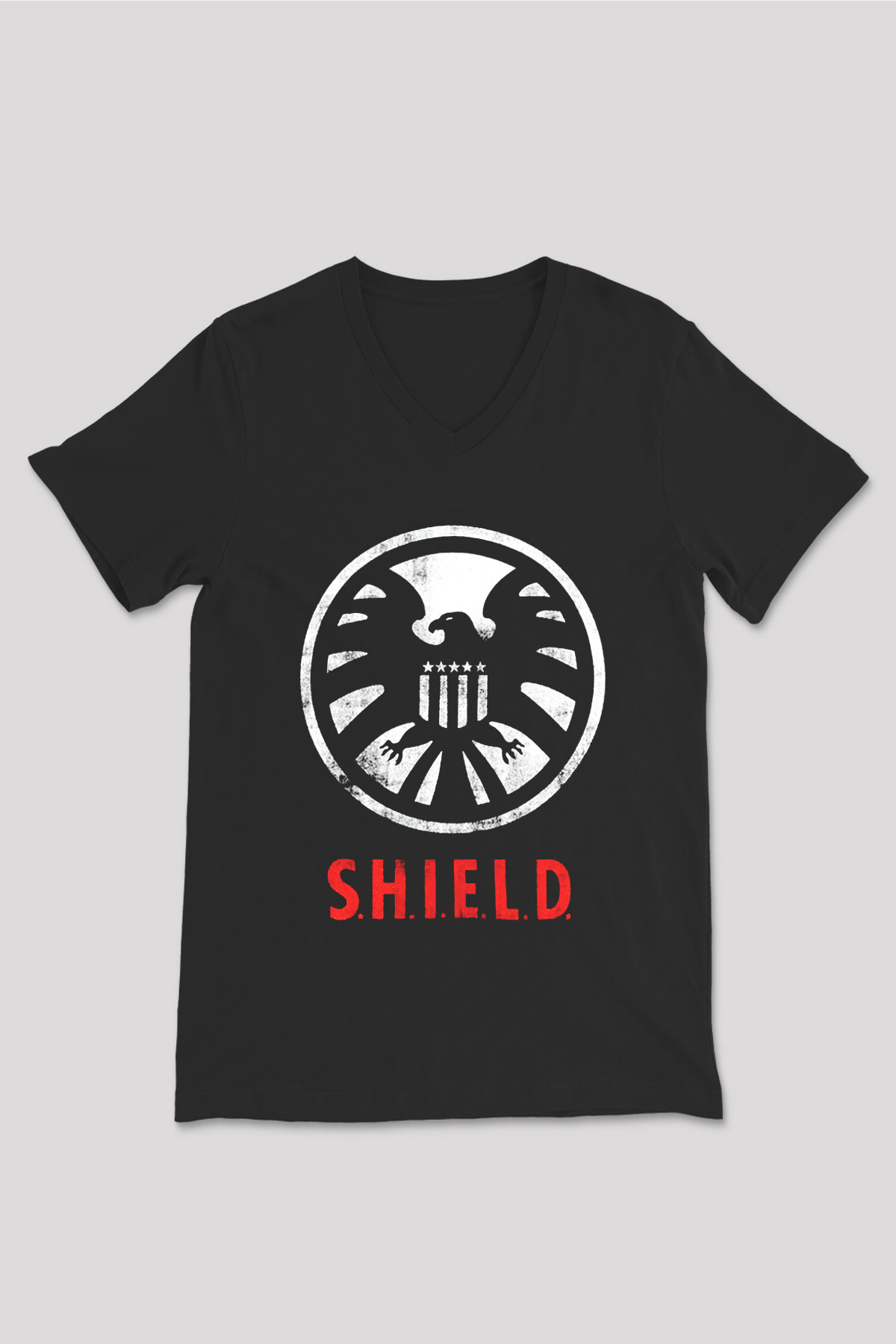 Agents of S.H.I.E.L.D. Siyah Unisex V Yaka Tişört T-Shirt