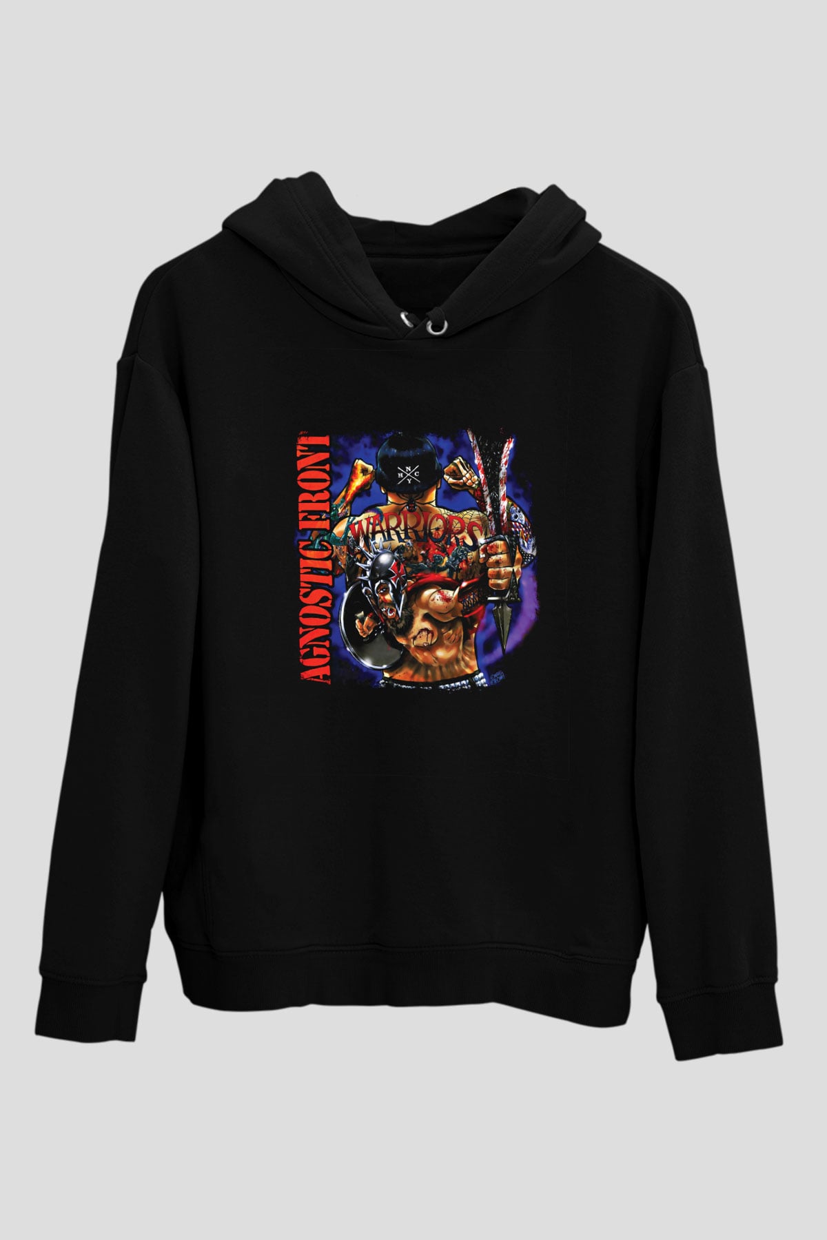 Agnostic Front Baskılı Unisex Siyah Hoodie